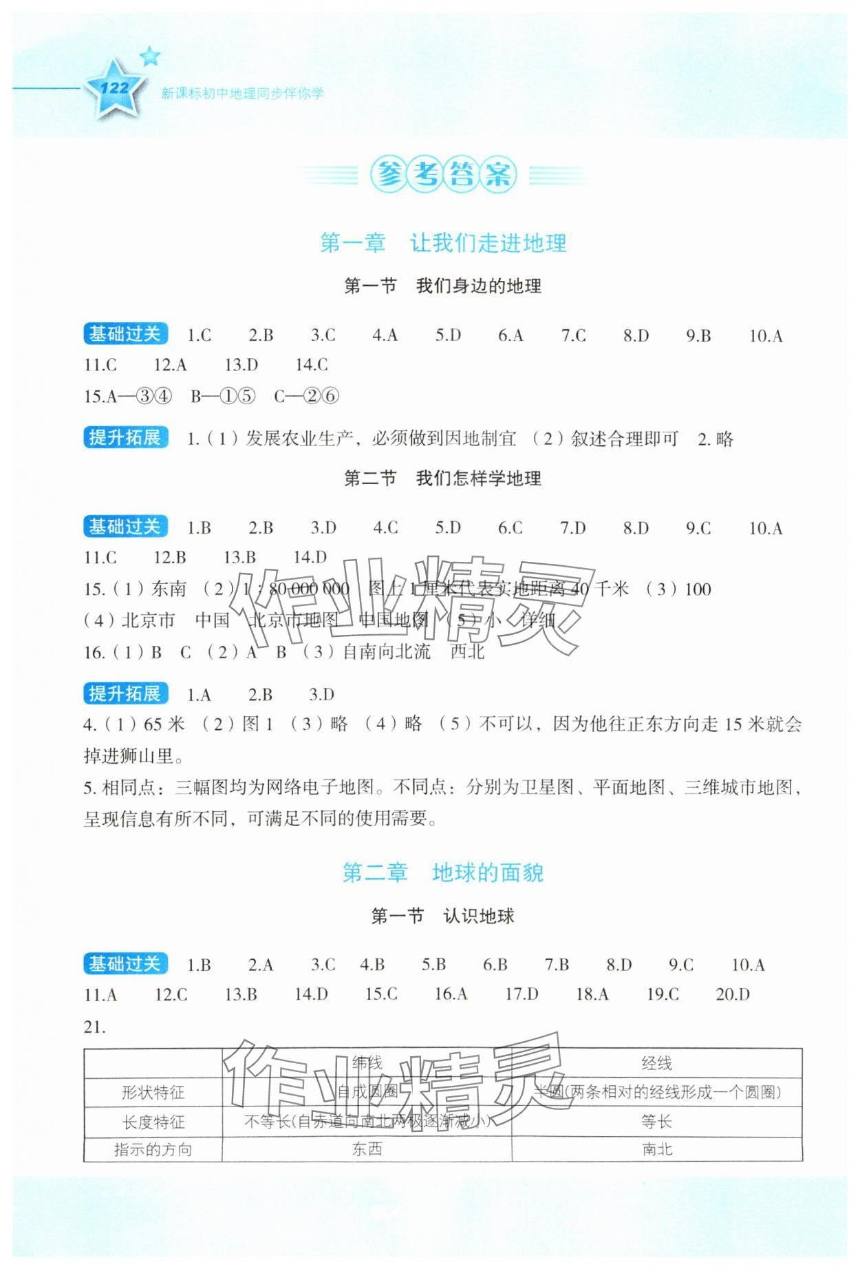 2023年新课标同步伴你学七年级地理上册湘教版 参考答案第1页