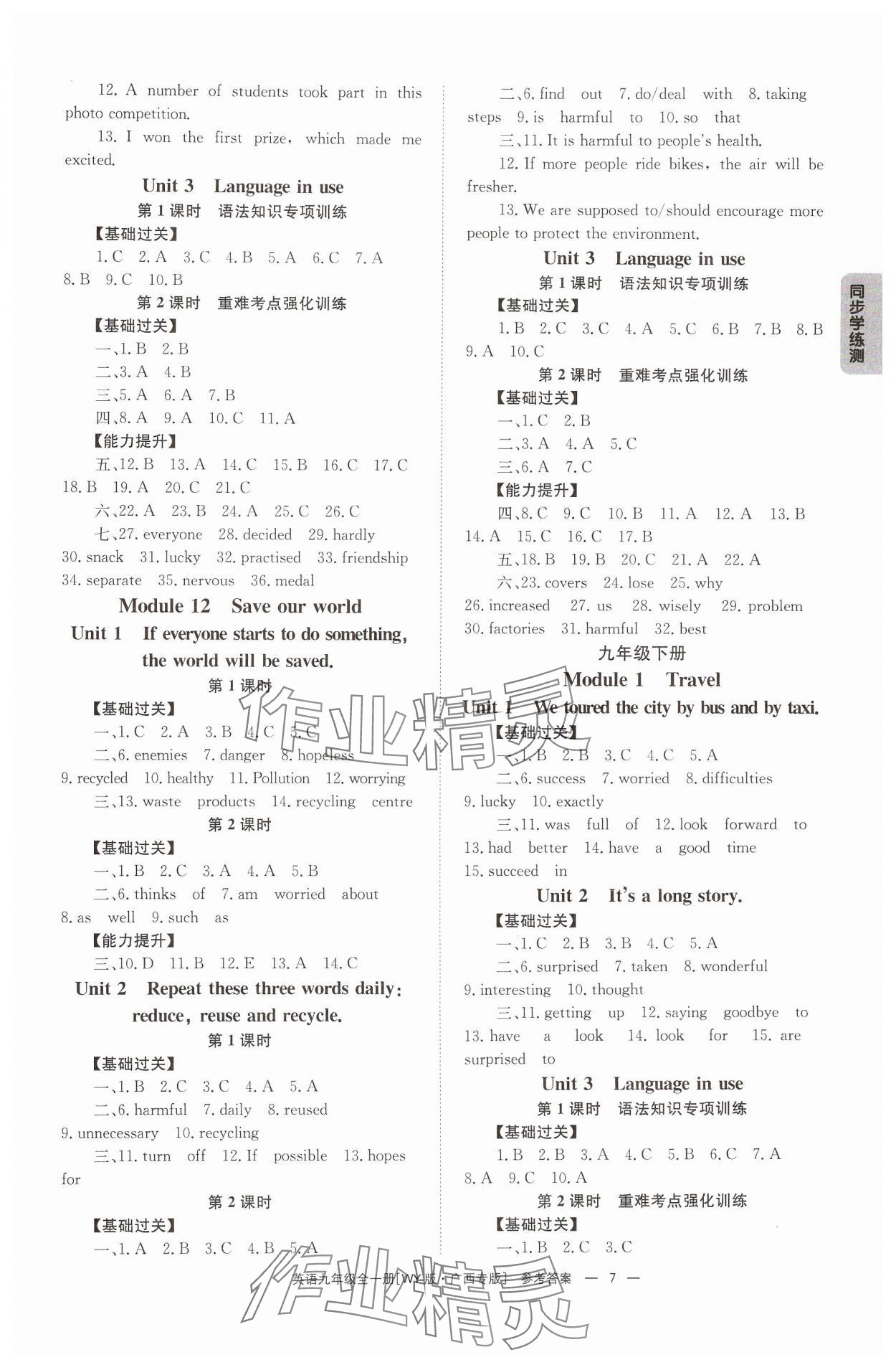 2024年全效學(xué)習(xí)同步學(xué)練測(cè)九年級(jí)英語全一冊(cè)外研版廣西專版 第7頁