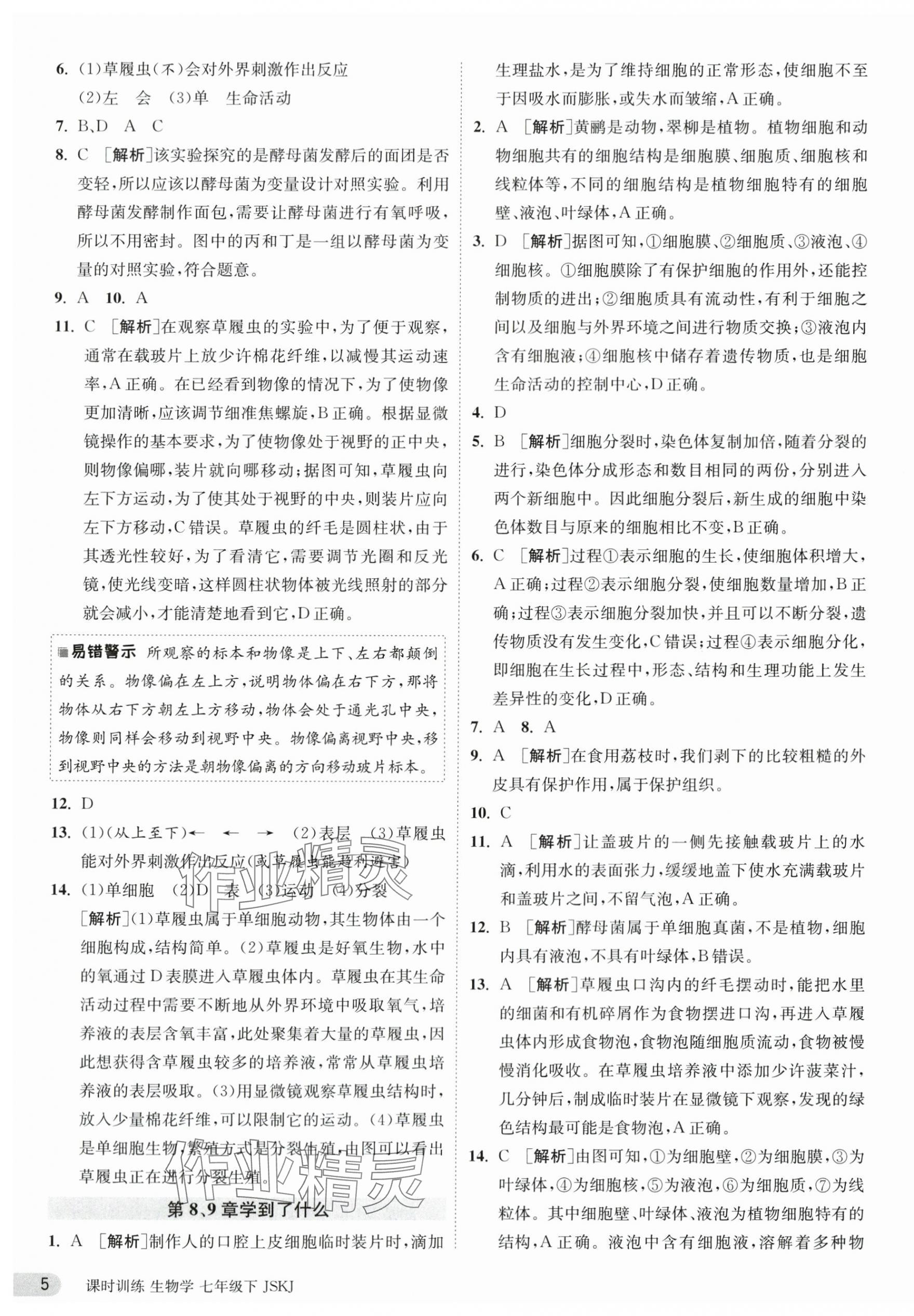 2024年课时训练江苏人民出版社七年级生物下册苏科版 第5页