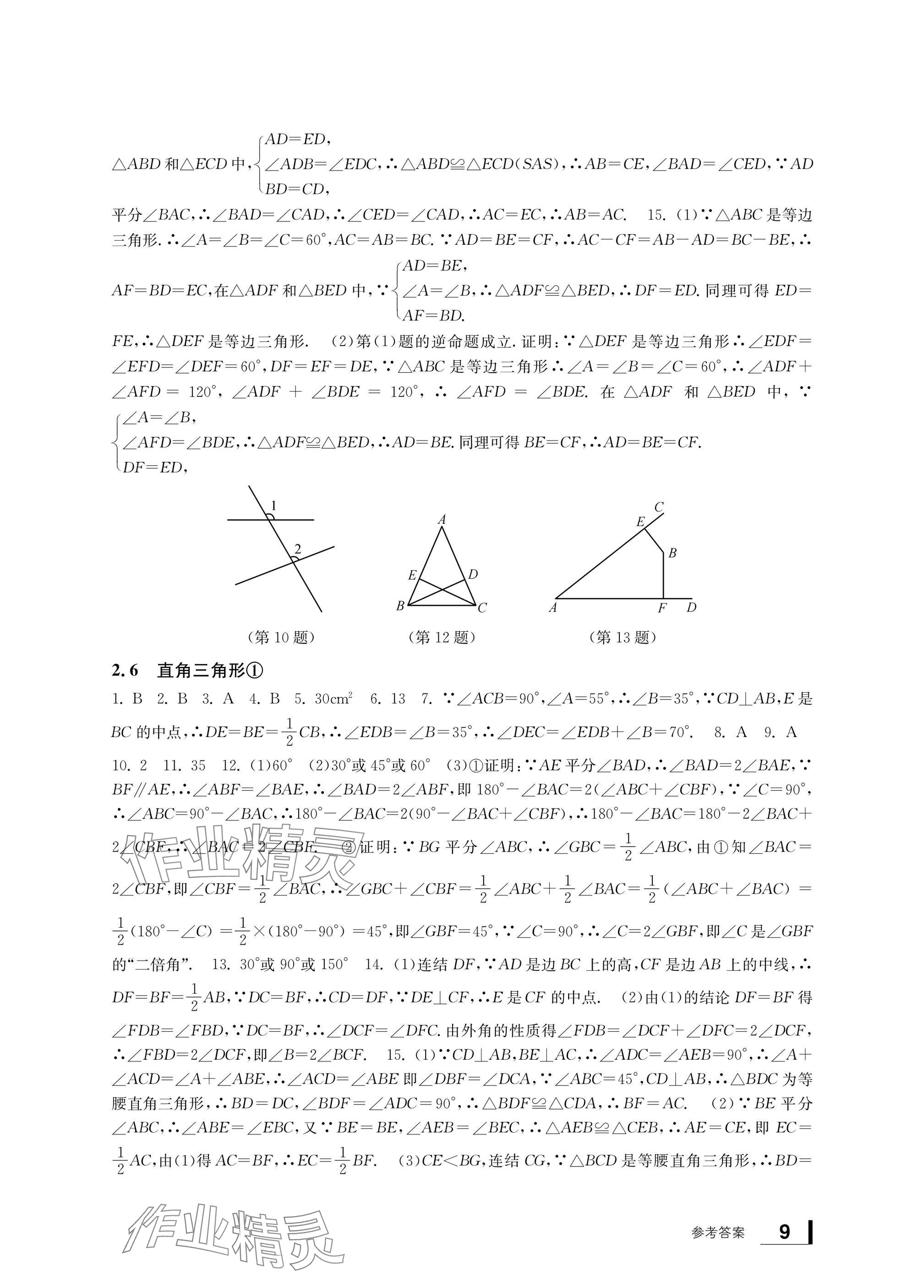 2024年新课标学习方法指导丛书八年级数学上册浙教版 参考答案第9页