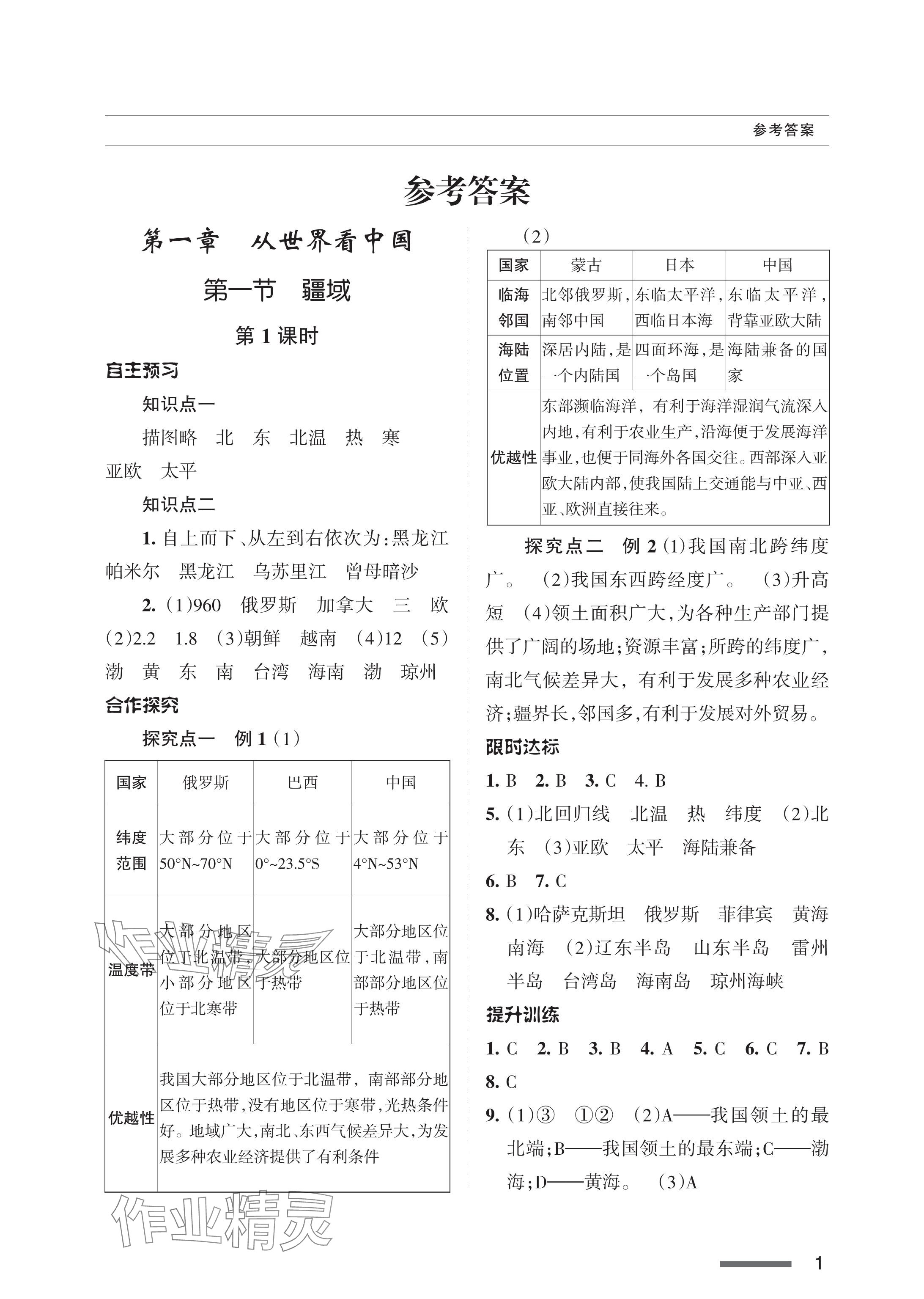 2024年配套綜合練習(xí)甘肅八年級(jí)地理上冊(cè)人教版 參考答案第1頁(yè)