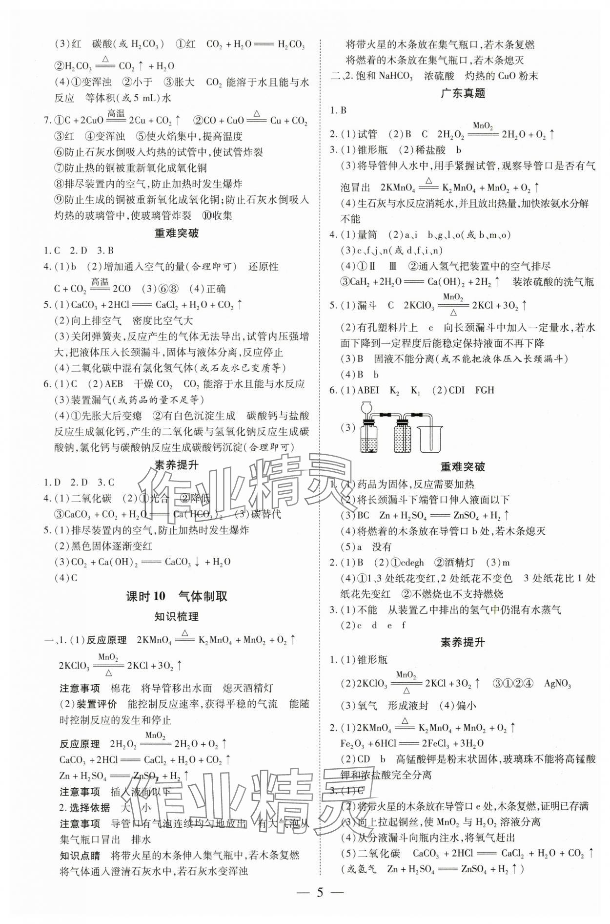 2024年领跑中考化学广东专版 参考答案第5页