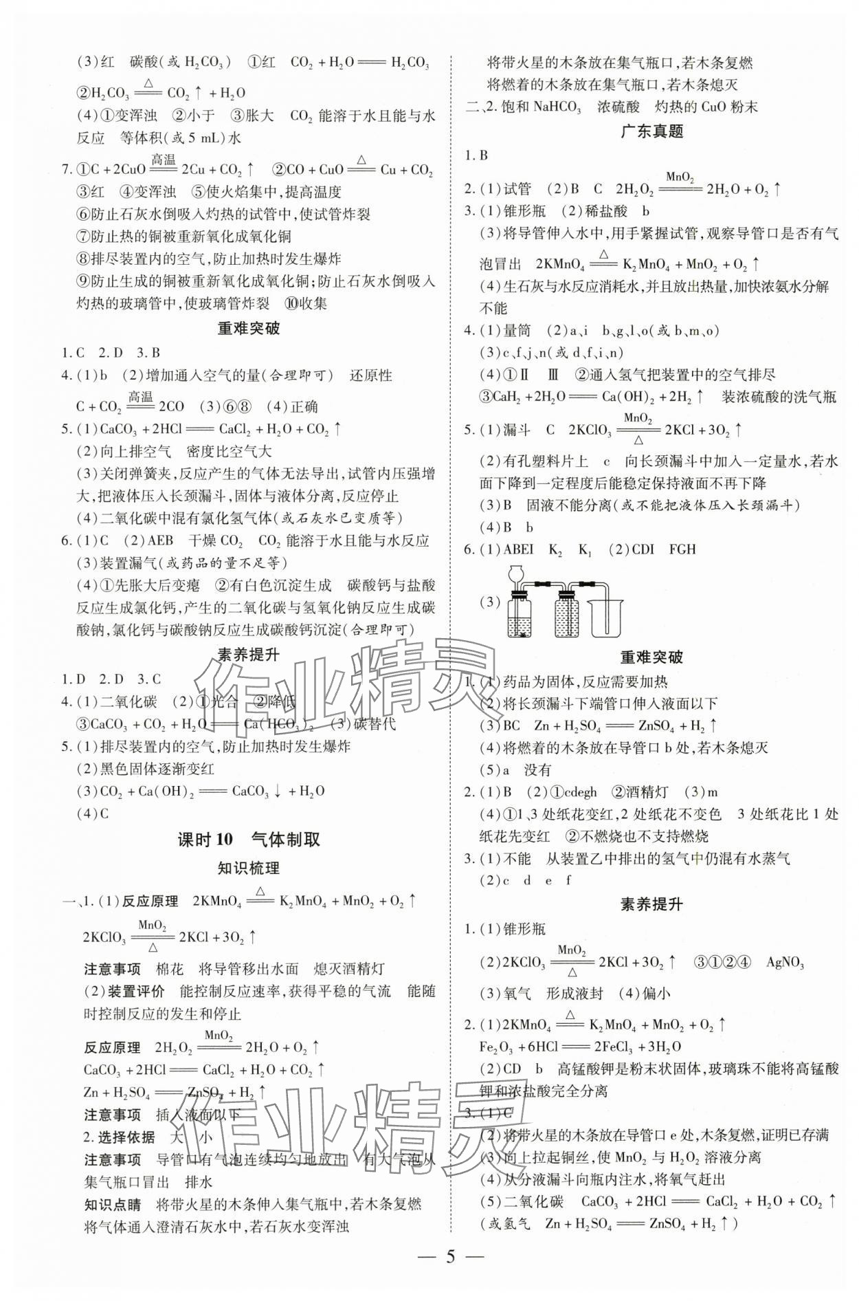 2024年領(lǐng)跑中考化學(xué)廣東專版 參考答案第5頁(yè)