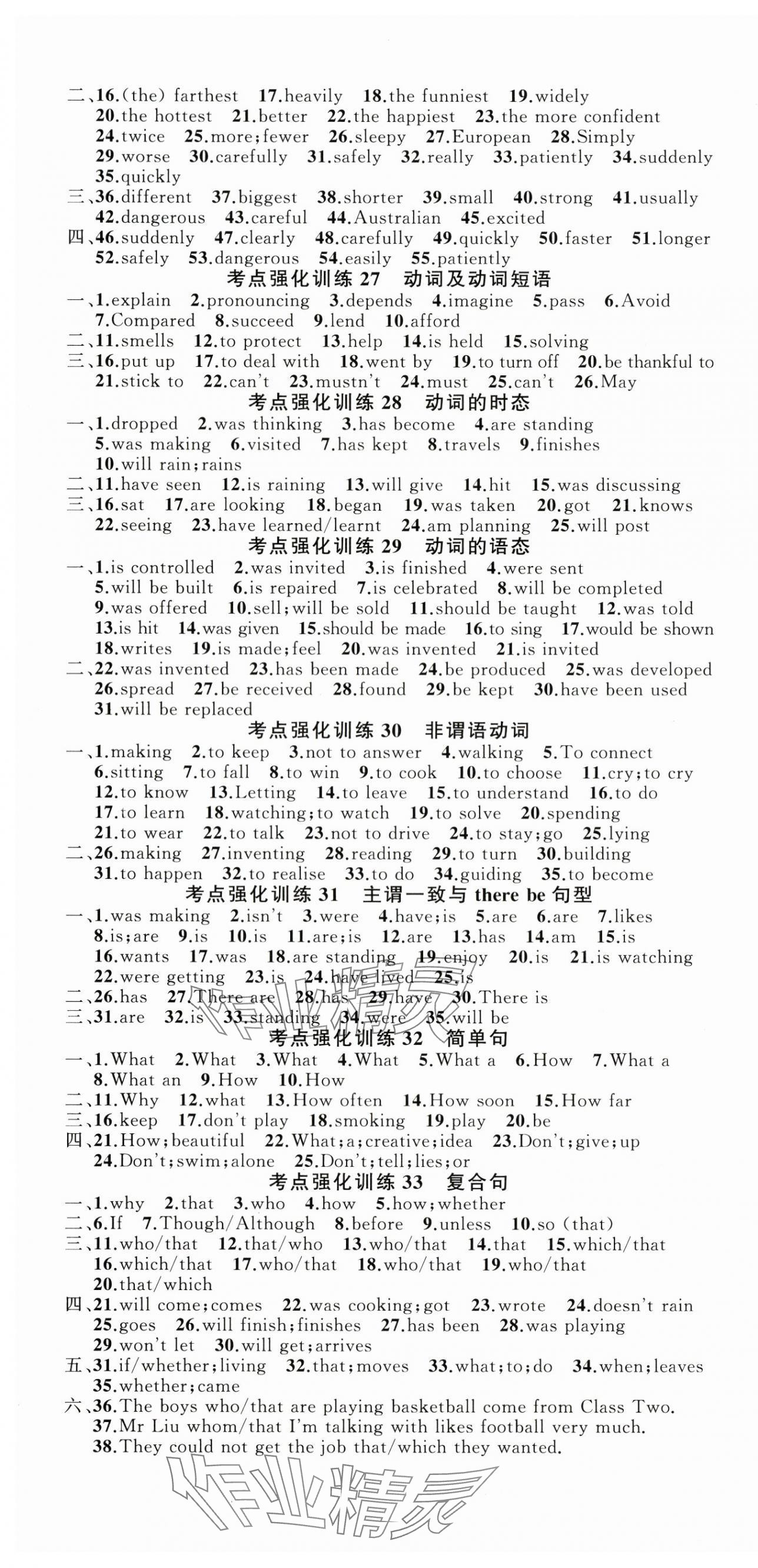 2024名師面對面中考滿分特訓方案英語人教版浙江專版 參考答案第28頁