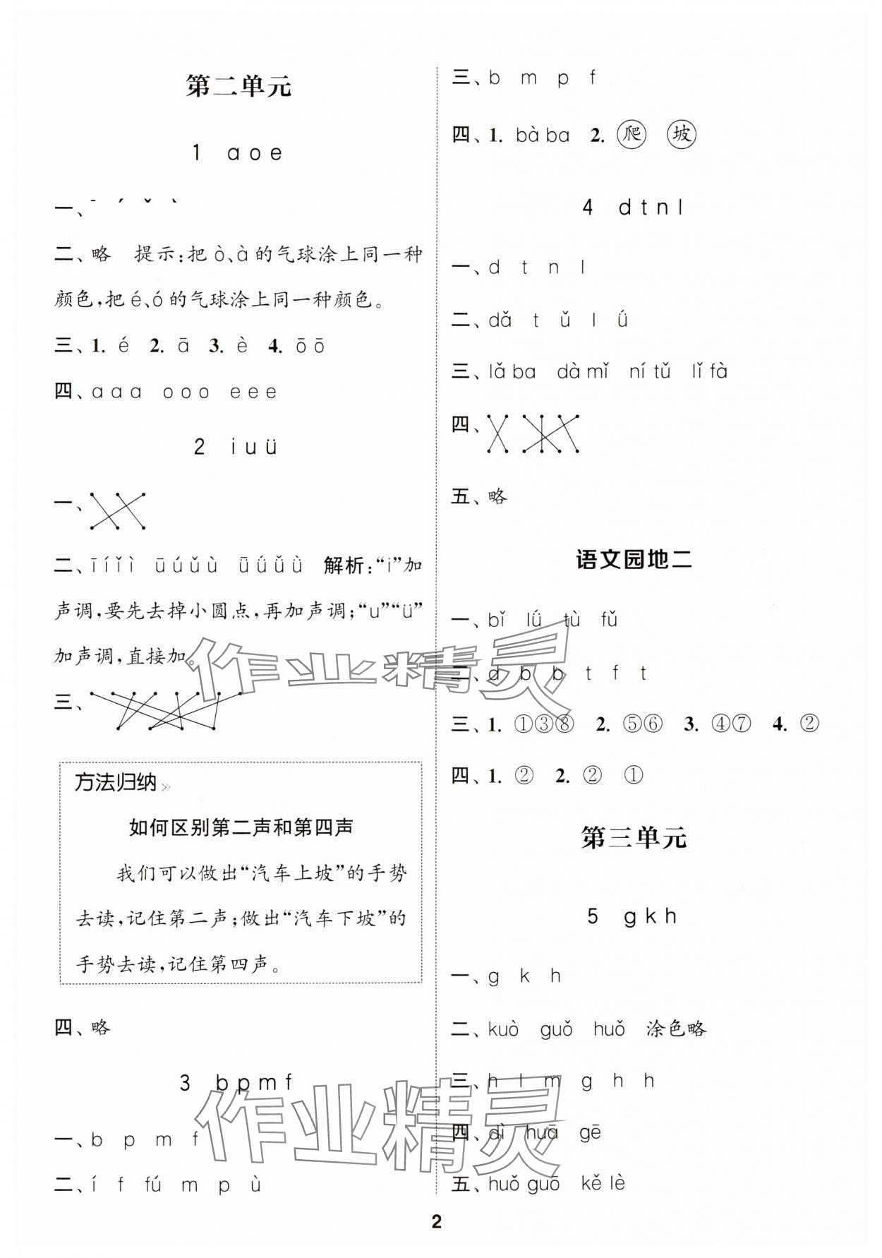 2024年通城學(xué)典課時(shí)作業(yè)本一年級(jí)語文上冊(cè)人教版浙江專版 參考答案第2頁