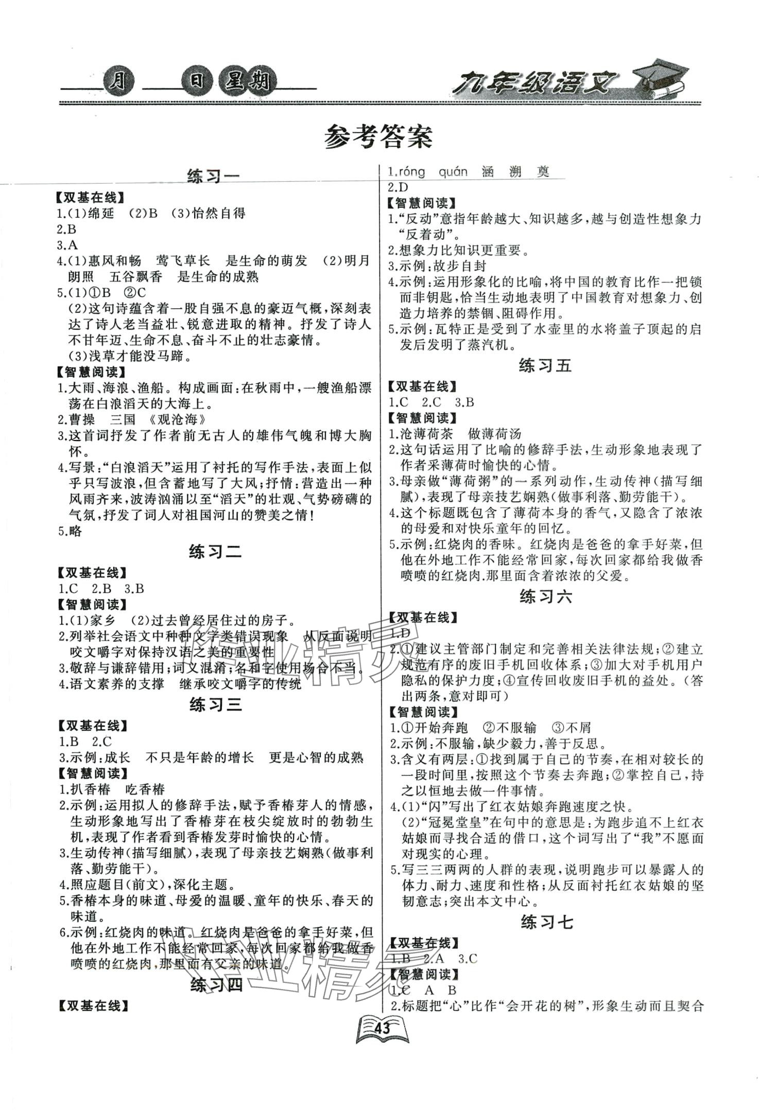 2024年优等生快乐寒假云南人民出版社九年级语文 第1页