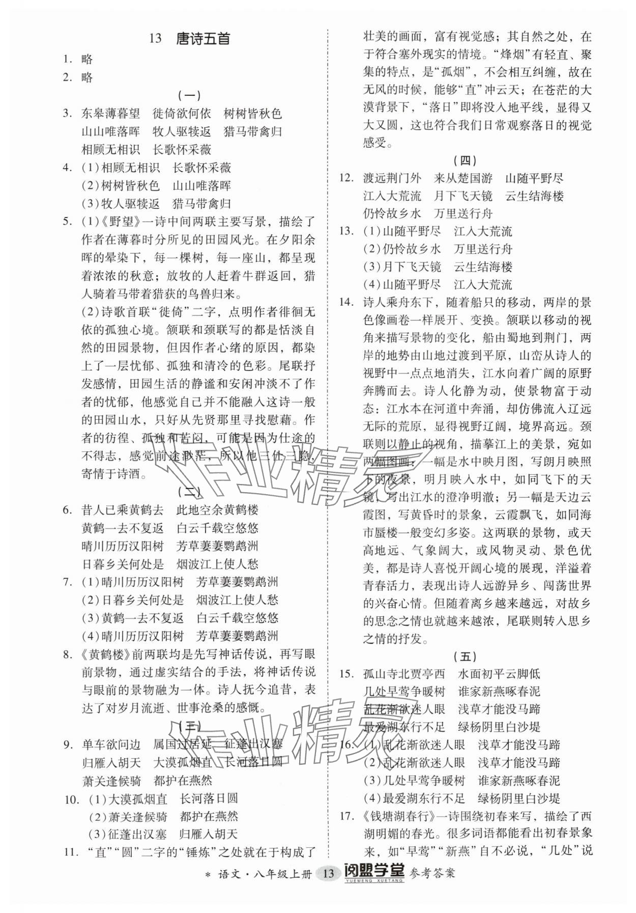 2024年分层导学案八年级语文上册人教版 参考答案第13页