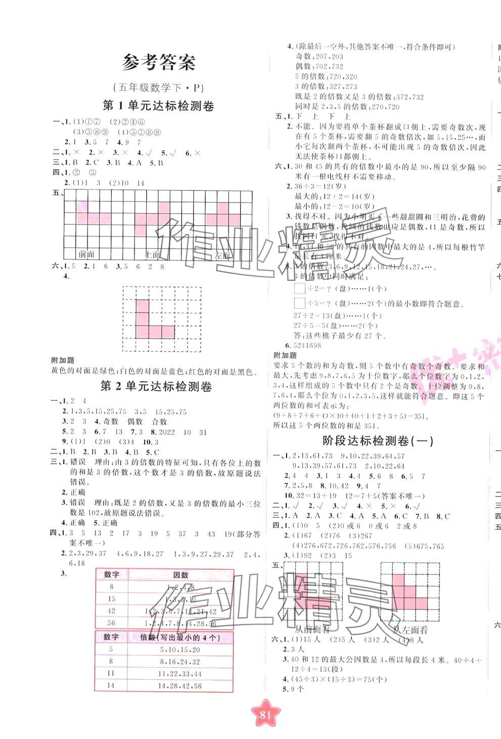 2024年優(yōu)加密卷五年級數(shù)學下冊人教版P版 第1頁