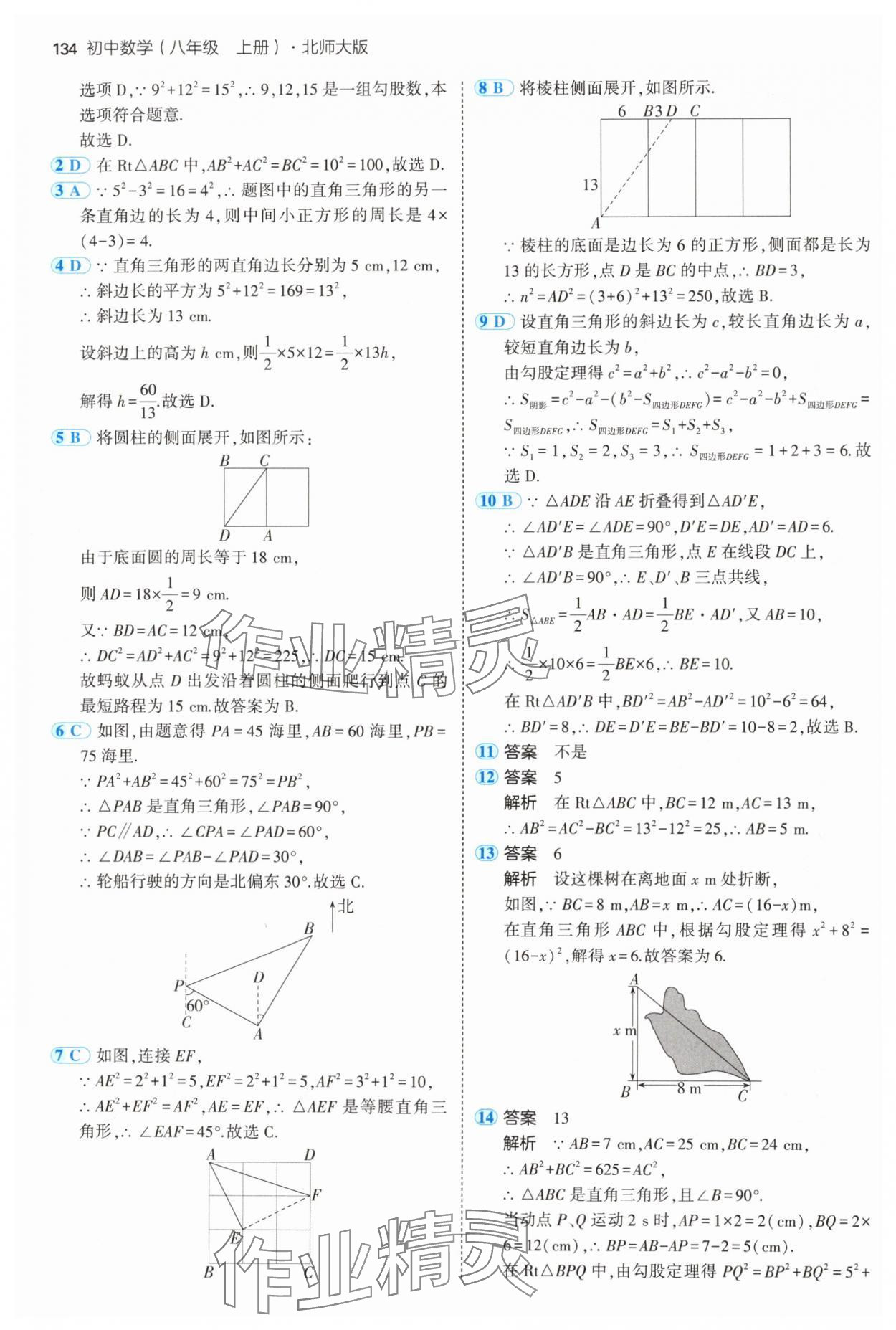 2024年5年中考3年模拟八年级数学上册北师大版 参考答案第8页