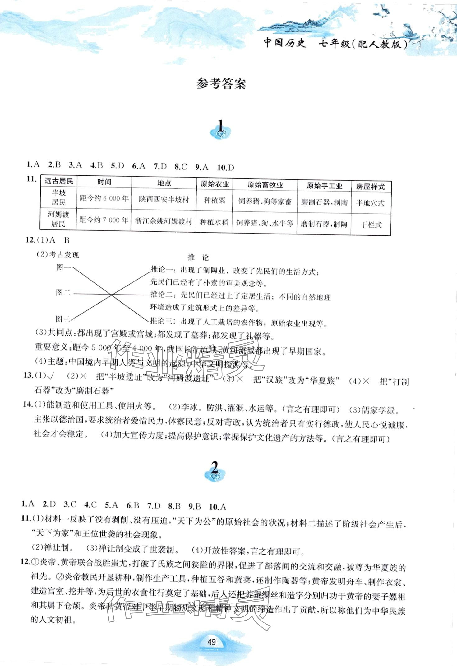 2024年寒假作业黄山书社七年级历史人教版 第1页