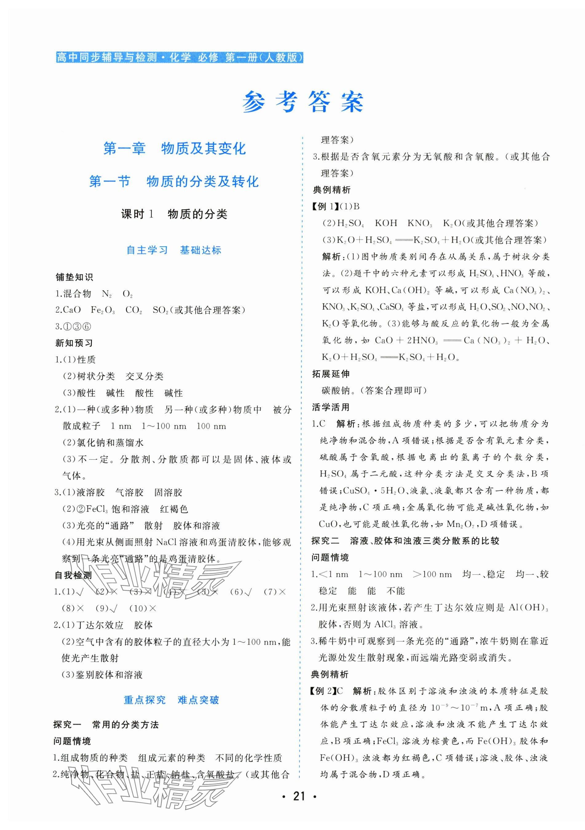 2024年金版學(xué)案高中同步輔導(dǎo)與檢測高中化學(xué)必修第一冊人教版 第1頁