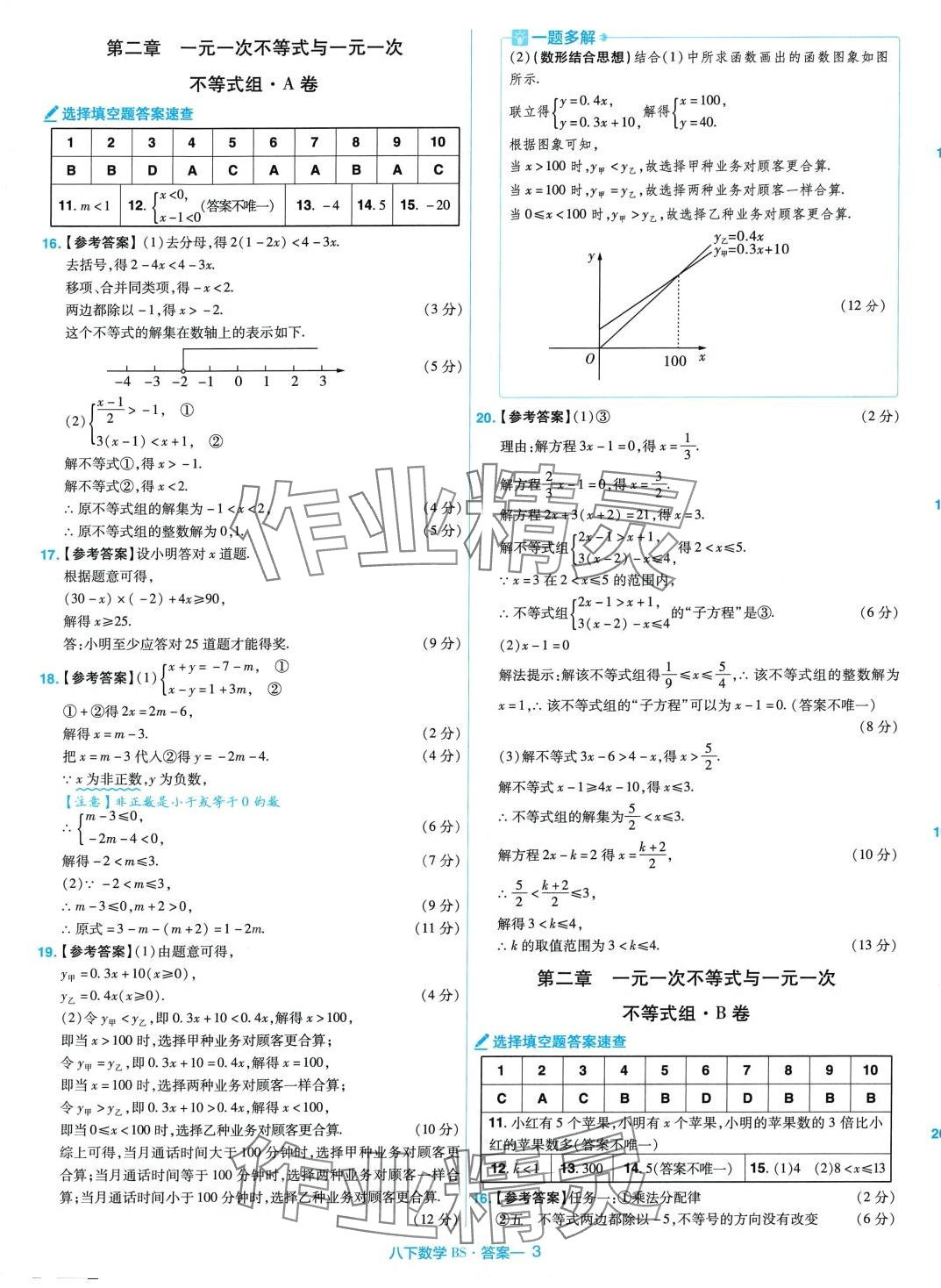 2024年金考卷活頁(yè)題選八年級(jí)數(shù)學(xué)下冊(cè)北師大版 第3頁(yè)