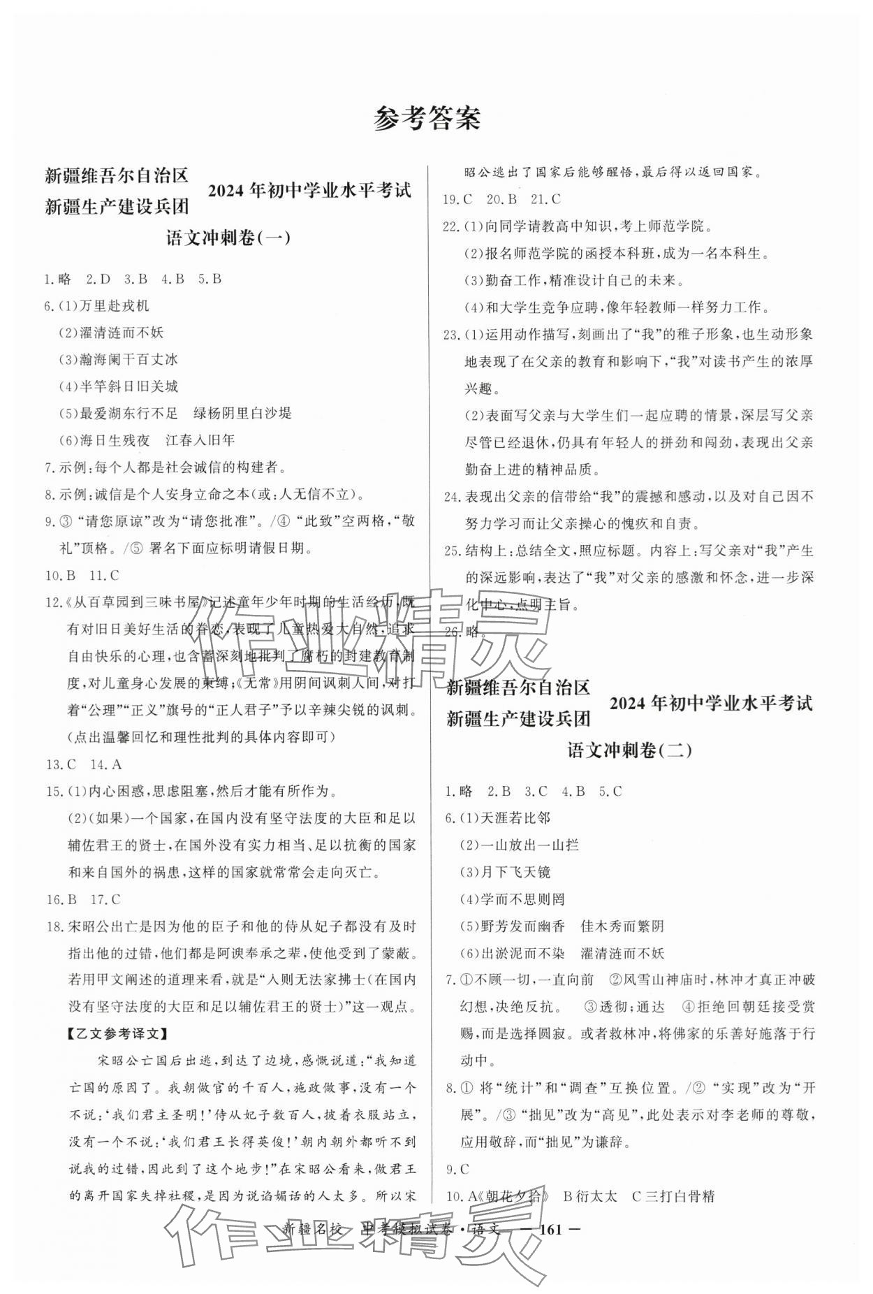 2024年新疆名校中考模擬試卷語文 第1頁