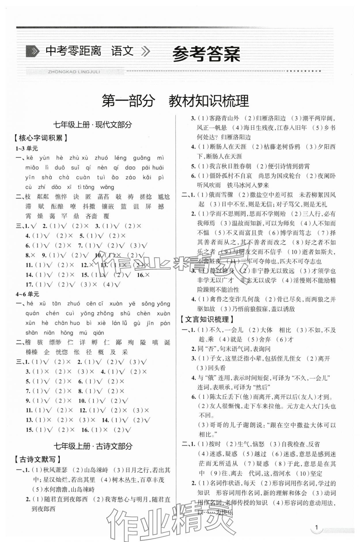 2024年中考零距离语文潍坊专版 第1页