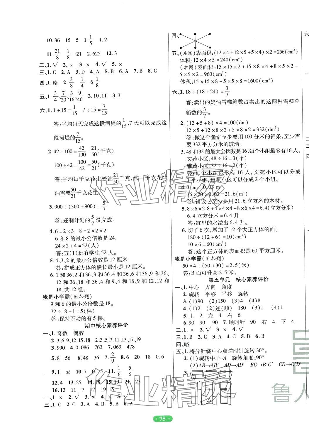 2024年一卷通小学核心素养评价五年级数学下册人教版 第3页