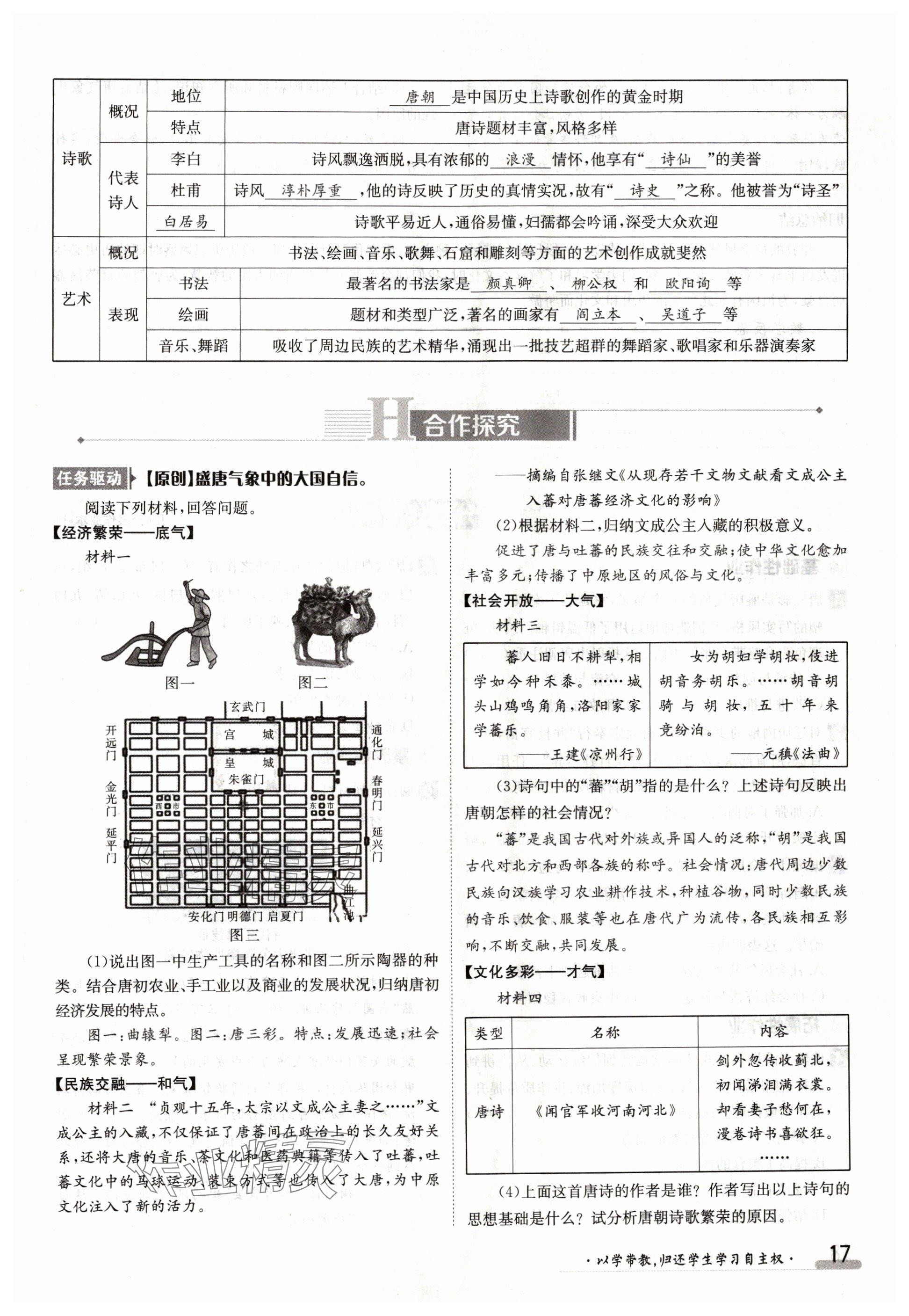 2024年金太陽導(dǎo)學(xué)案七年級歷史下冊人教版 參考答案第17頁