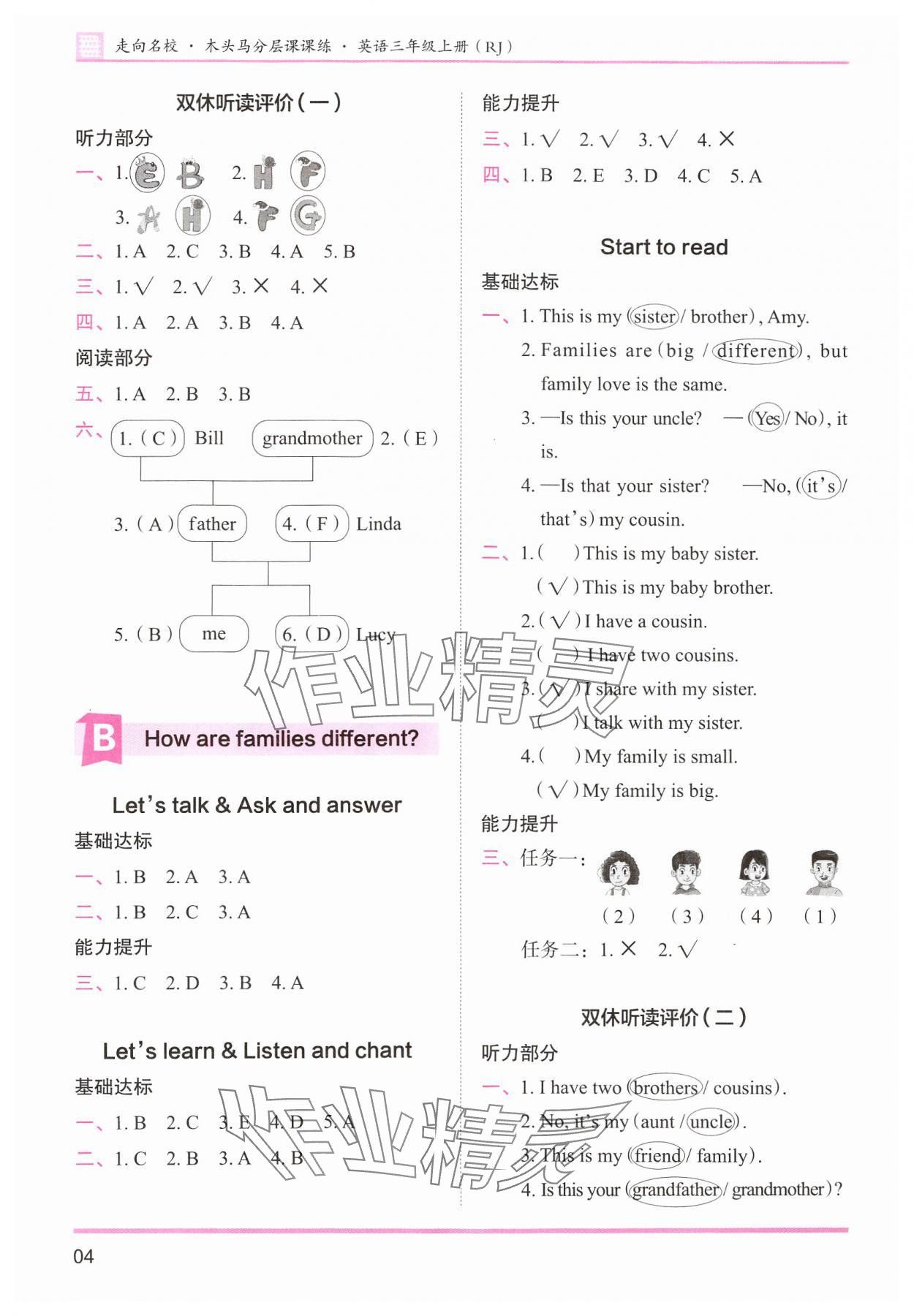 2024年木頭馬分層課課練三年級英語上冊人教版 第4頁