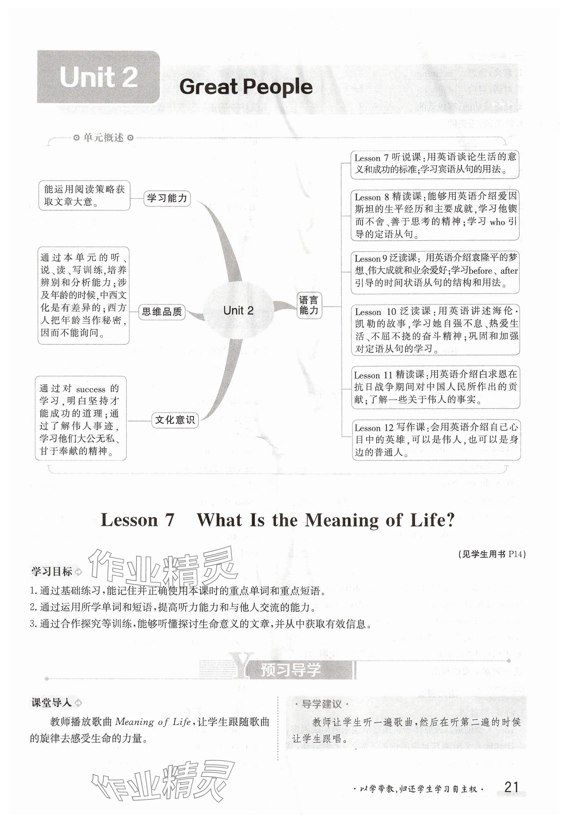 2024年金太陽導(dǎo)學(xué)案九年級英語全一冊冀教版 參考答案第21頁