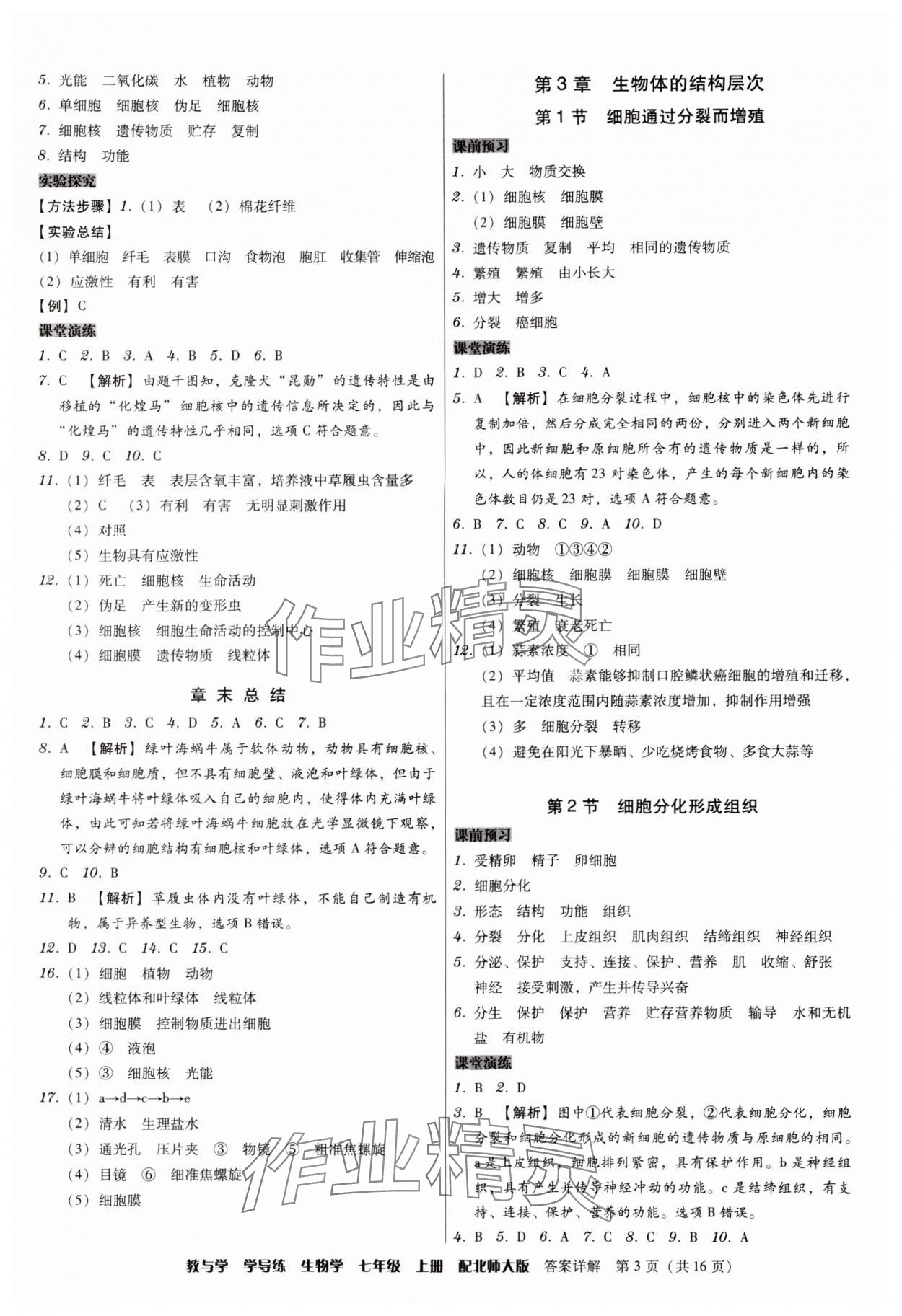 2024年教與學(xué)學(xué)導(dǎo)練七年級(jí)生物上冊(cè)北師大版 第3頁(yè)