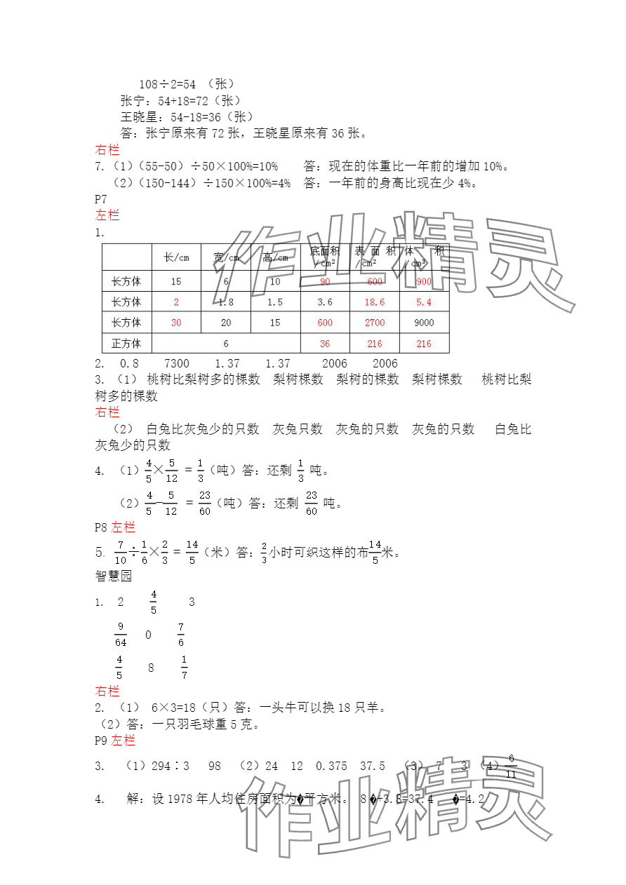 2024年寒假作業(yè)六年級(jí)數(shù)學(xué)蘇教版安徽少年兒童出版社 參考答案第3頁(yè)