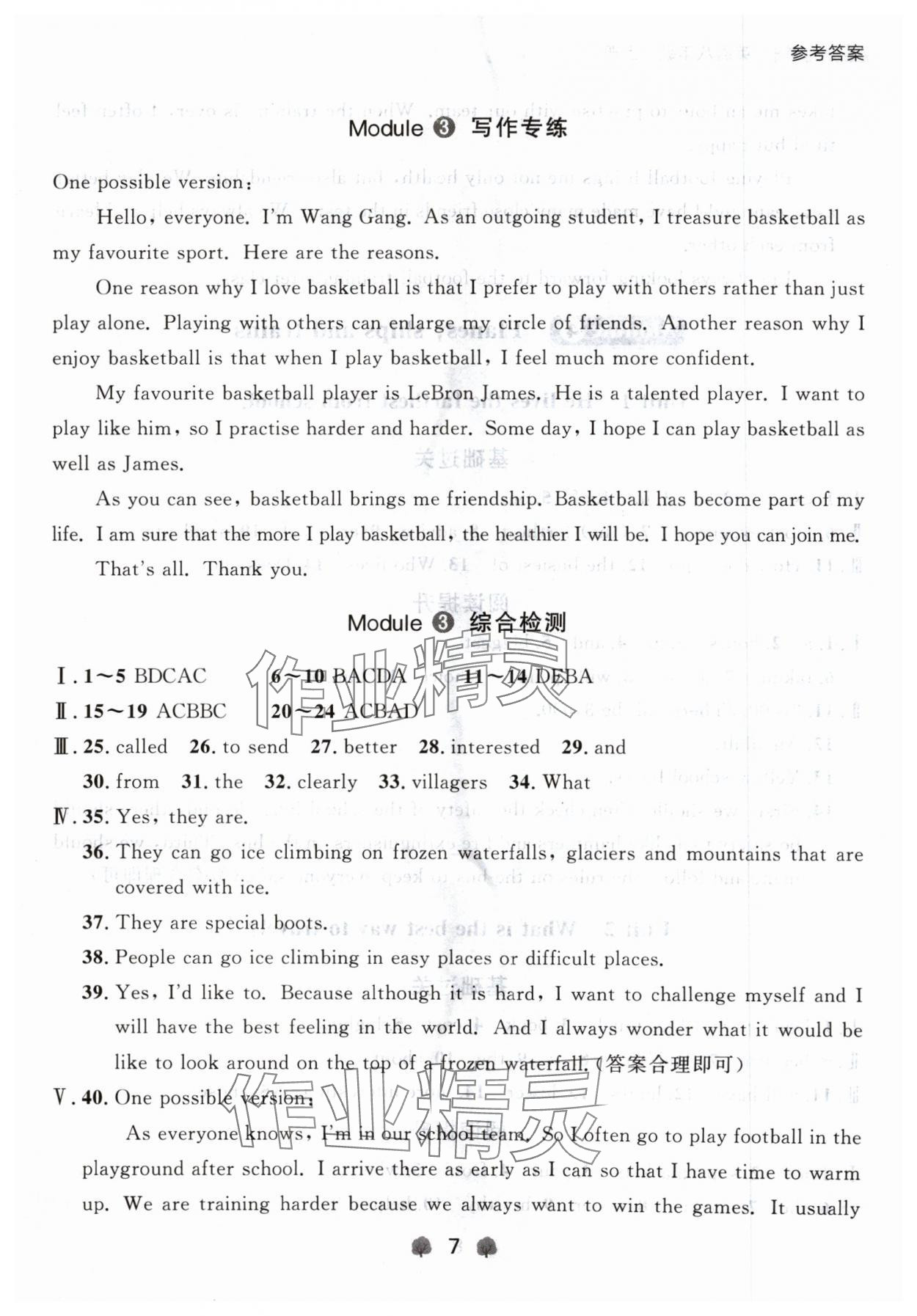 2024年點石成金金牌每課通八年級英語上冊外研版遼寧專版 參考答案第7頁