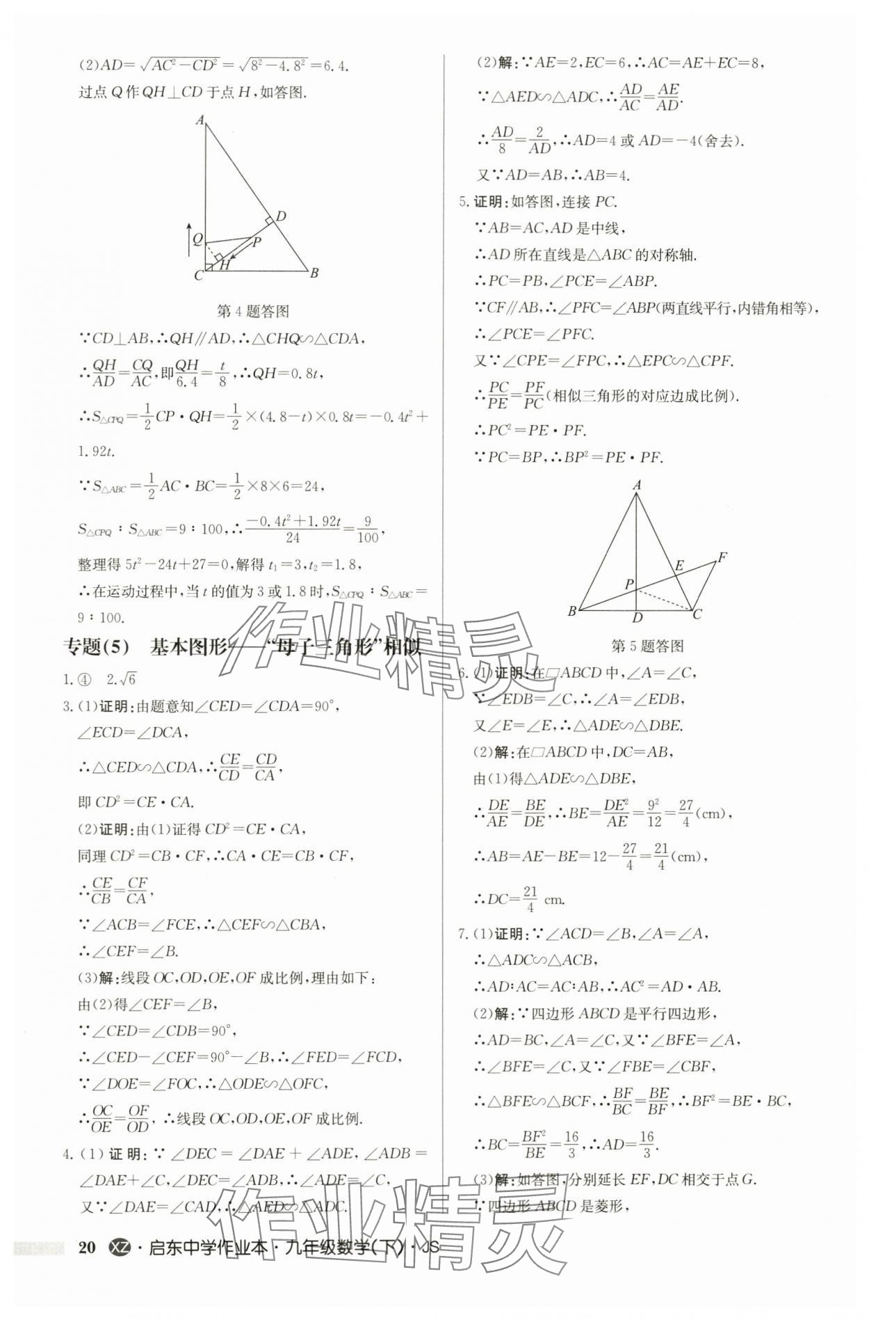 2024年啟東中學(xué)作業(yè)本九年級數(shù)學(xué)下冊蘇科版徐州專版 第20頁