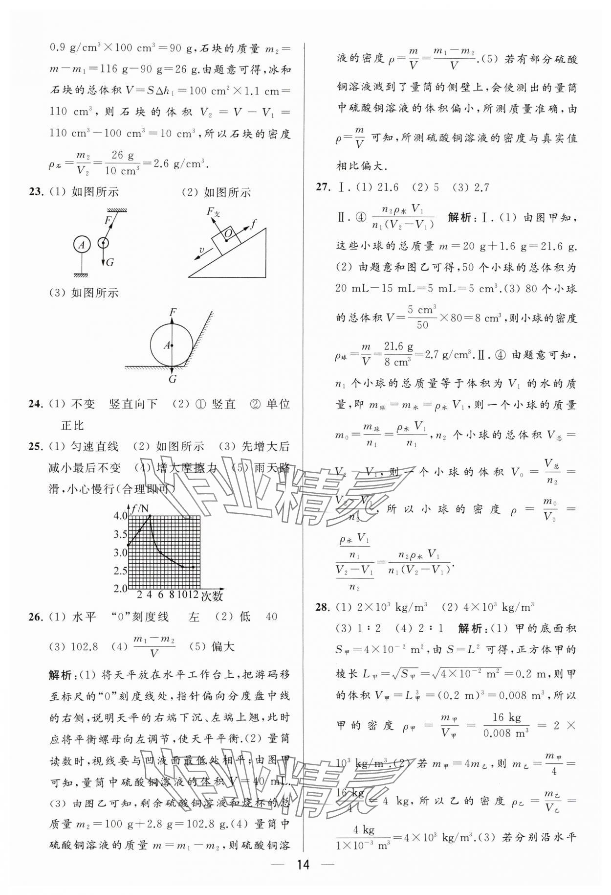 2024年亮點(diǎn)給力大試卷八年級(jí)物理下冊蘇科版 參考答案第14頁