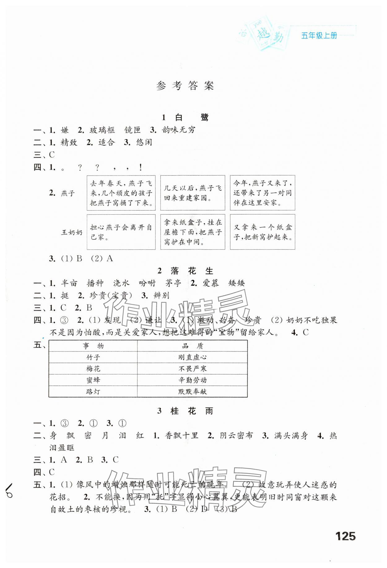 2023年练习与测试五年级语文上册人教版陕西专版 第1页
