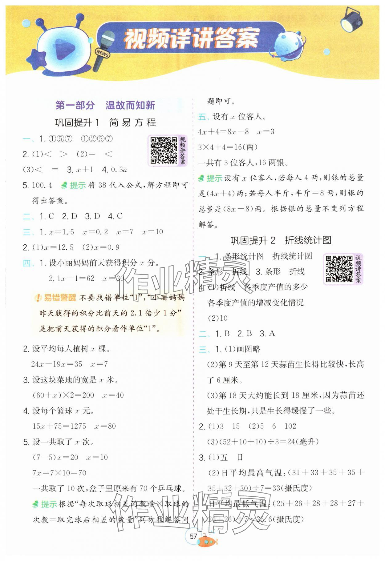 2024年实验班提优训练暑假衔接版五升六年级数学苏教版 参考答案第1页