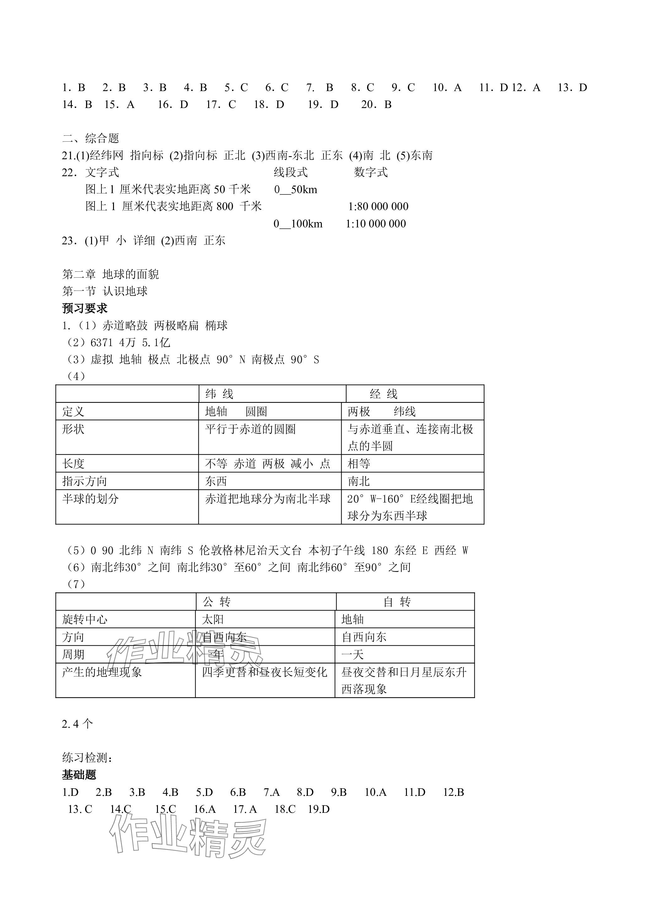 2023年知識(shí)與能力訓(xùn)練七年級(jí)地理上冊(cè)湘教版 參考答案第2頁