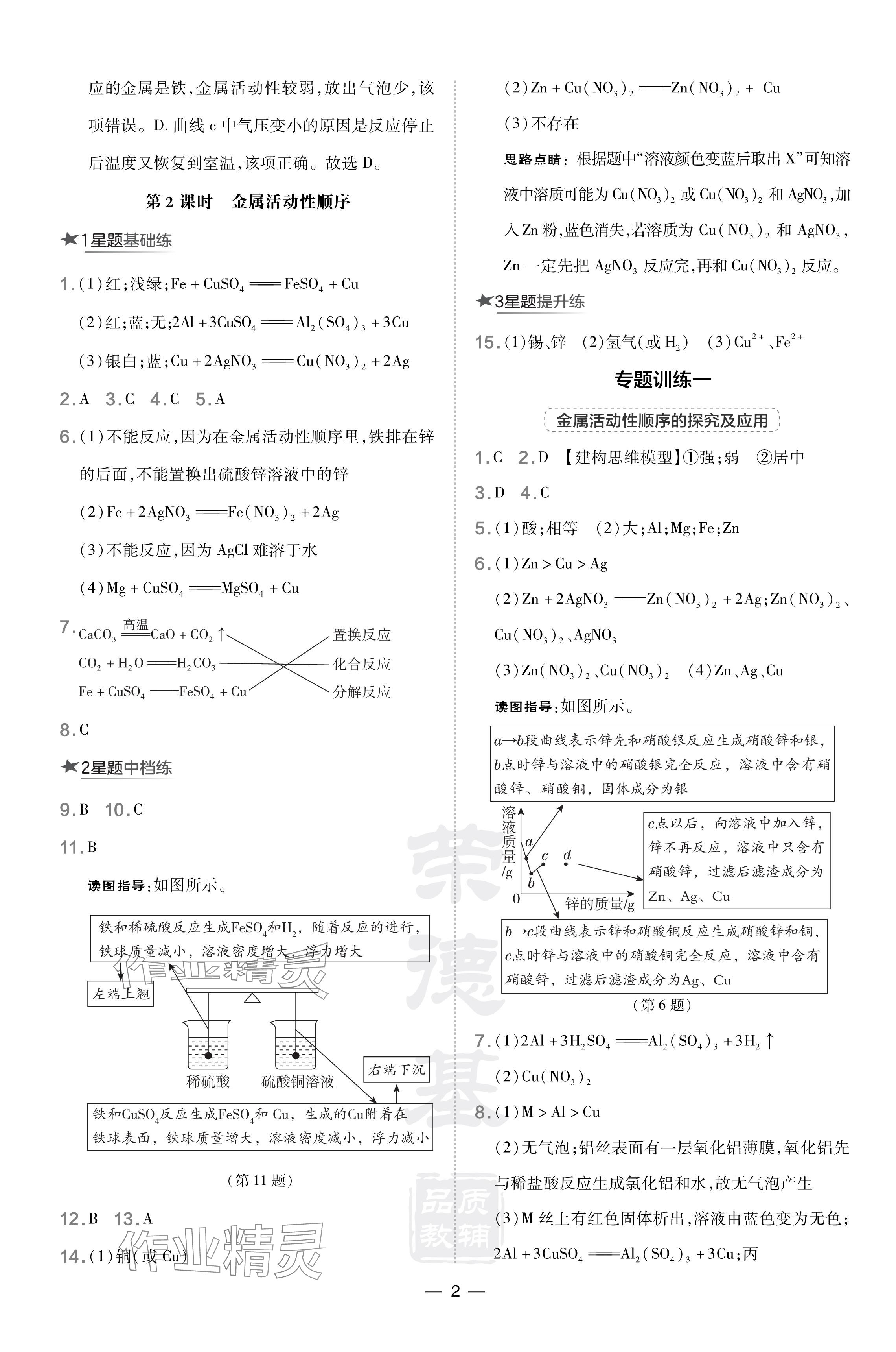 2024年點(diǎn)撥訓(xùn)練九年級化學(xué)下冊科學(xué)版遼寧專版 參考答案第2頁