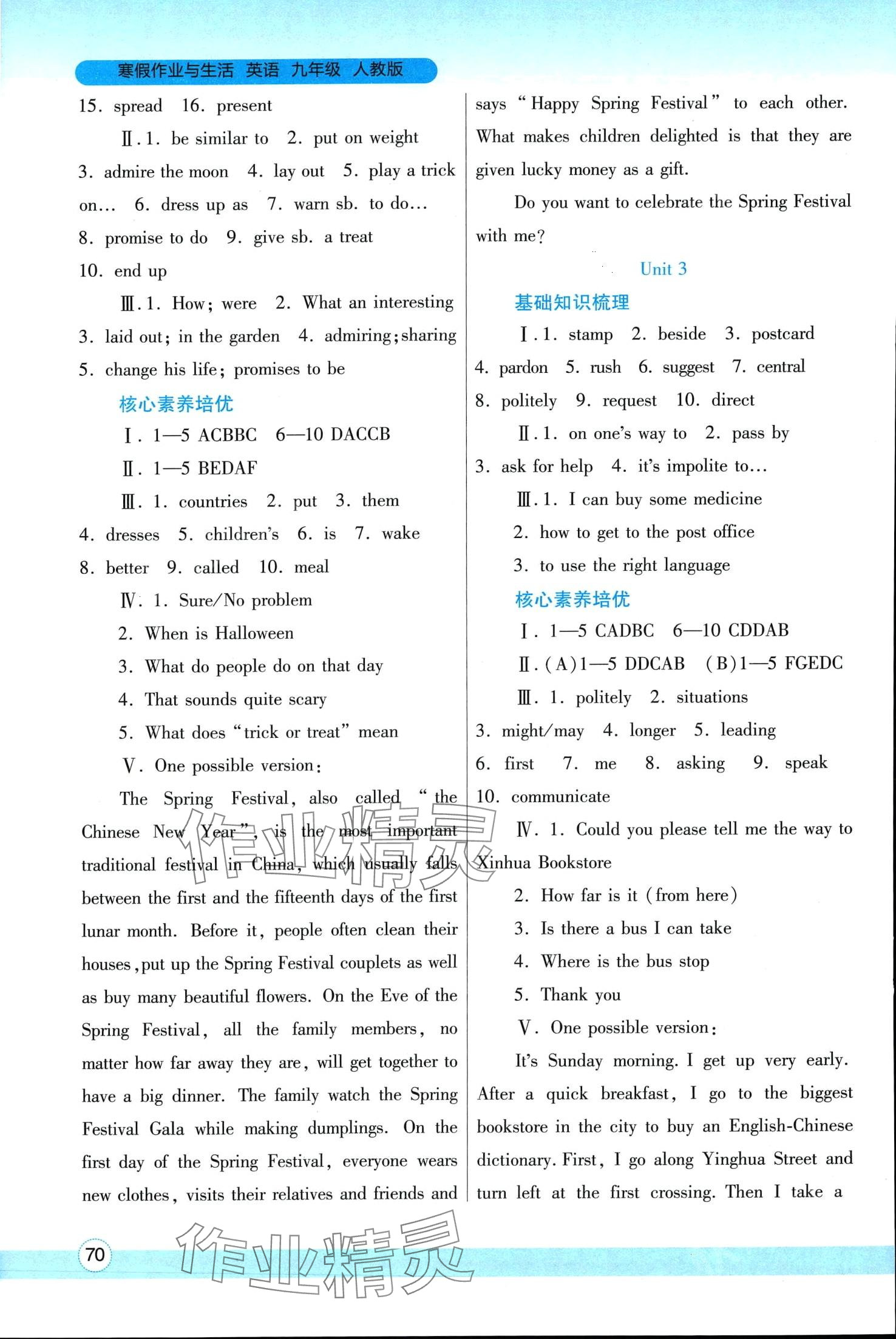 2024年寒假作業(yè)與生活陜西師范大學(xué)出版總社九年級英語人教版 第2頁