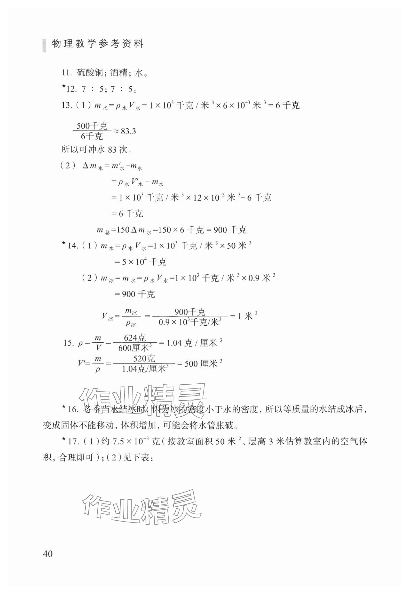 2024年物理練習部分九年級第一學期滬教版五四制 參考答案第2頁