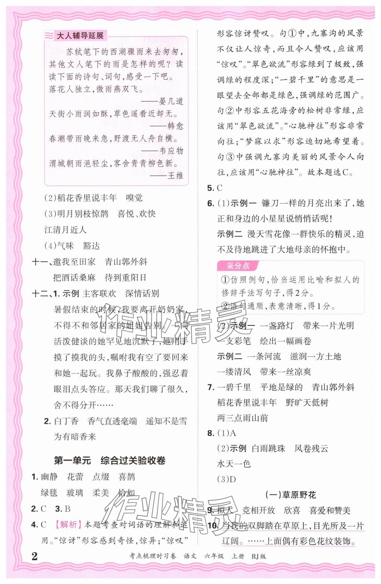 2024年王朝霞考點(diǎn)梳理時(shí)習(xí)卷六年級(jí)語(yǔ)文上冊(cè)人教版 第2頁(yè)