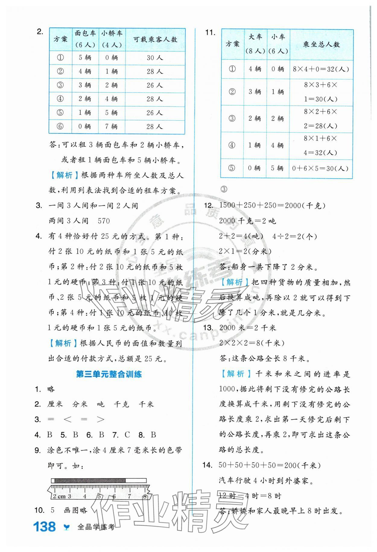 2024年全品學(xué)練考三年級(jí)數(shù)學(xué)上冊(cè)人教版 參考答案第6頁