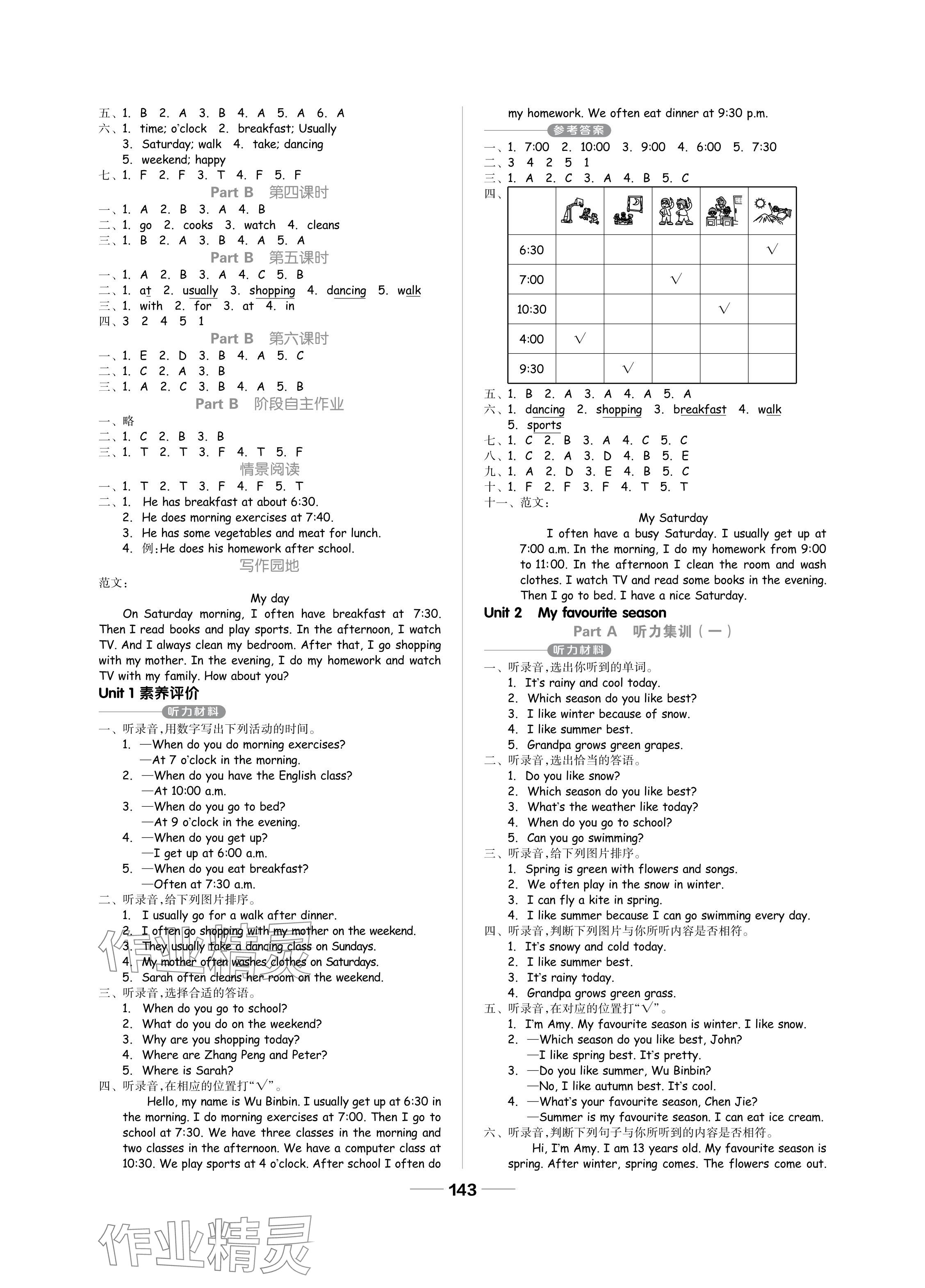 2024年新思維伴你學(xué)單元達(dá)標(biāo)測試卷五年級英語下冊人教版 參考答案第3頁