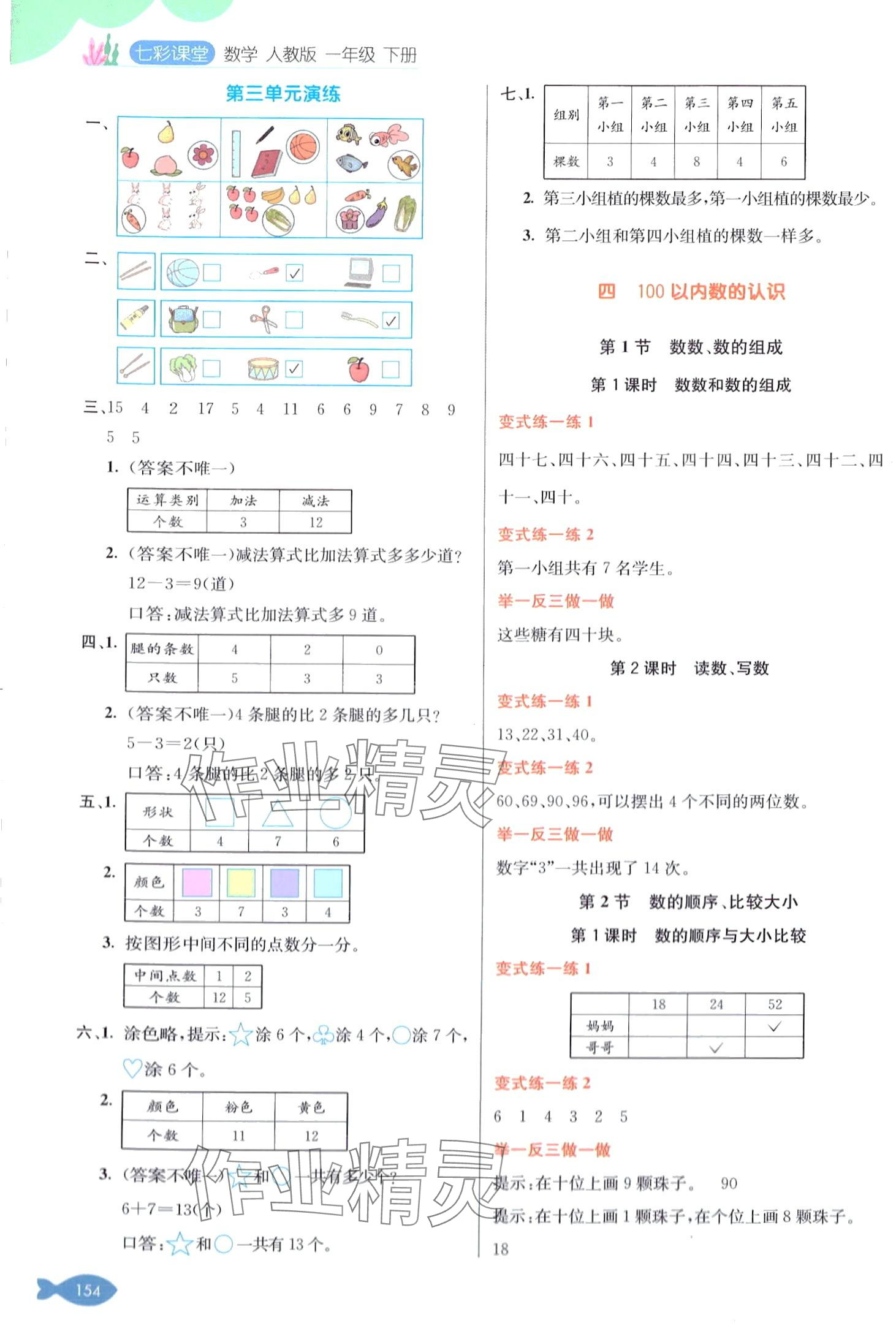 2024年七彩课堂一年级数学下册人教版 第3页