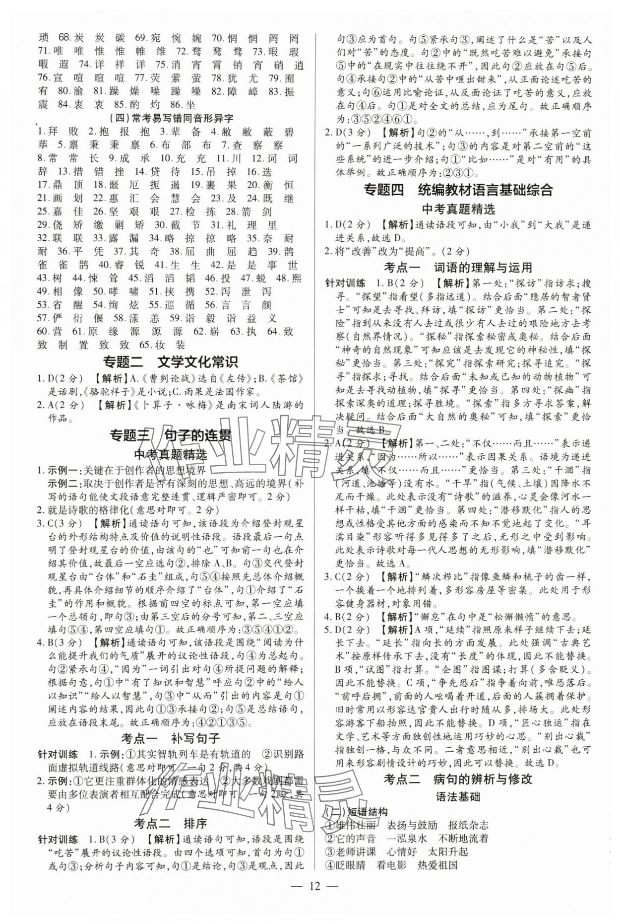 2024年领跑中考语文河南专版 第12页