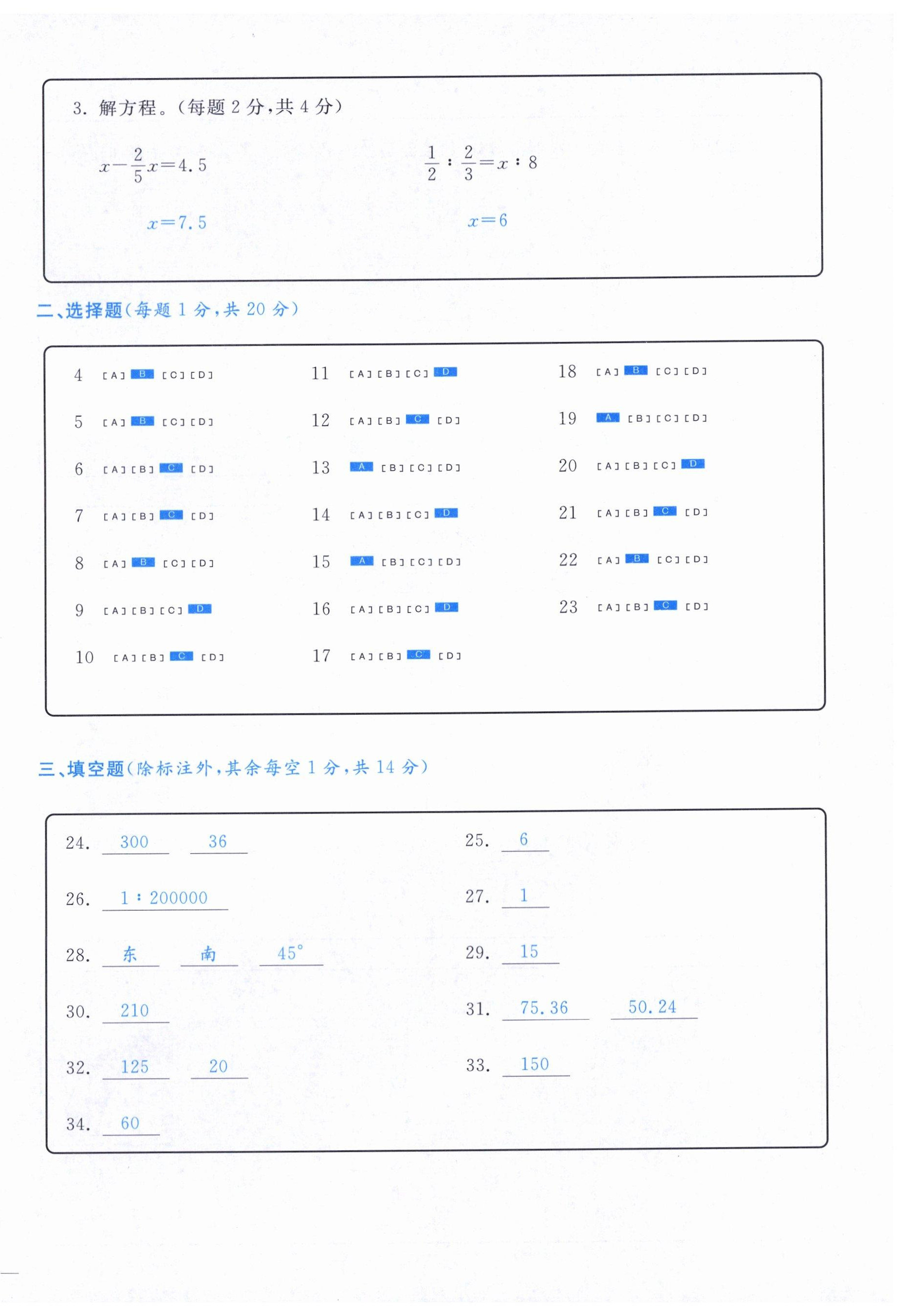 2024年小学期末加油站六年级数学下册人教版 第14页