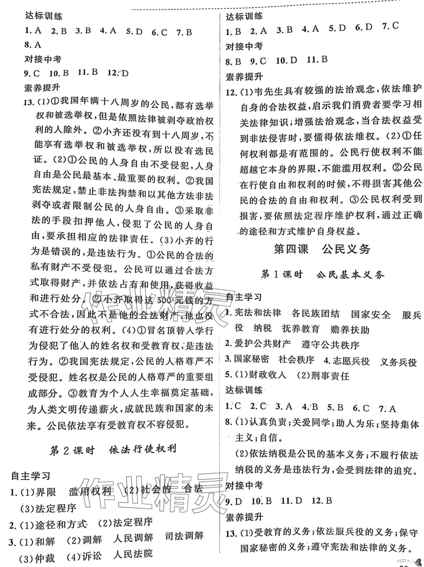 2024年配套检测与练习八年级道德与法治下册人教版 第3页