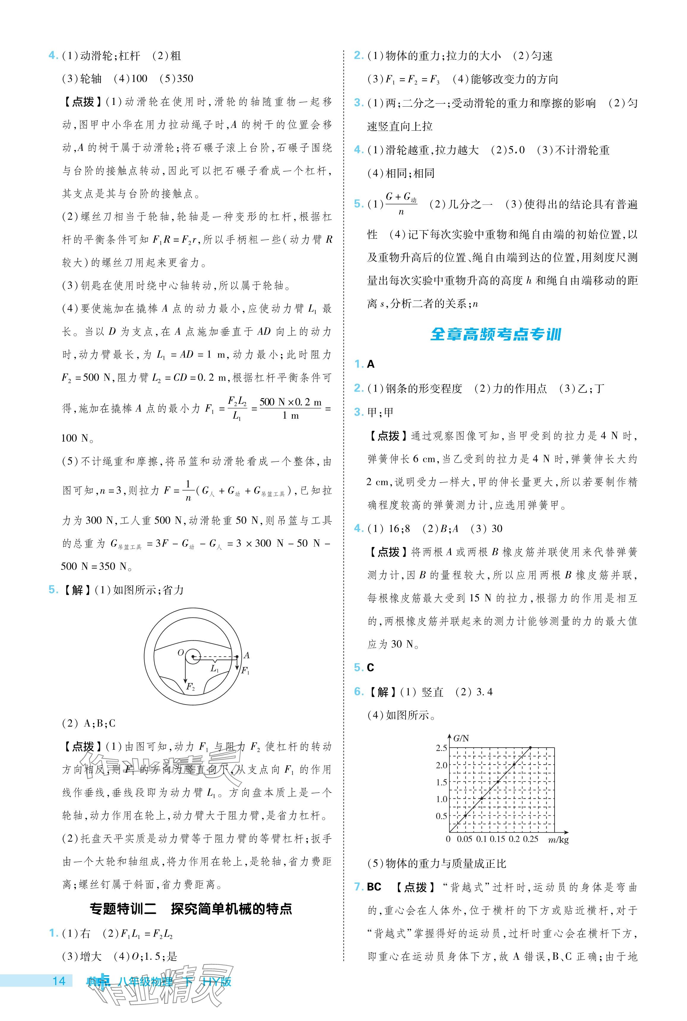 2024年综合应用创新题典中点八年级物理下册沪粤版 参考答案第14页