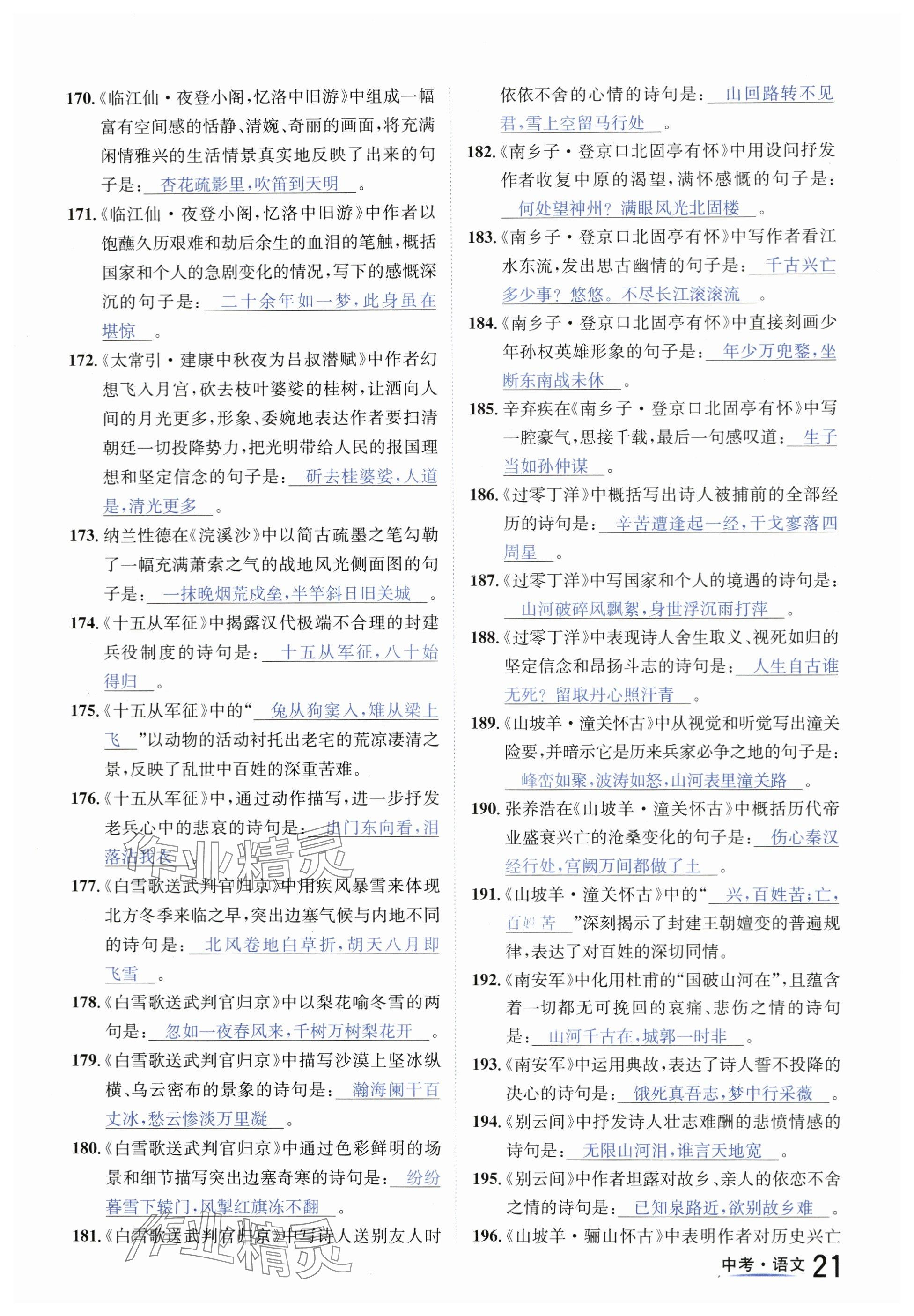 2024年国华图书中考拐点语文南充专版 参考答案第21页