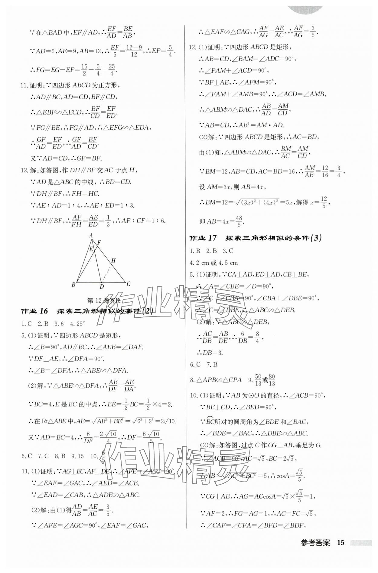 2024年啟東中學(xué)作業(yè)本九年級(jí)數(shù)學(xué)下冊(cè)蘇科版宿遷專版 第15頁(yè)