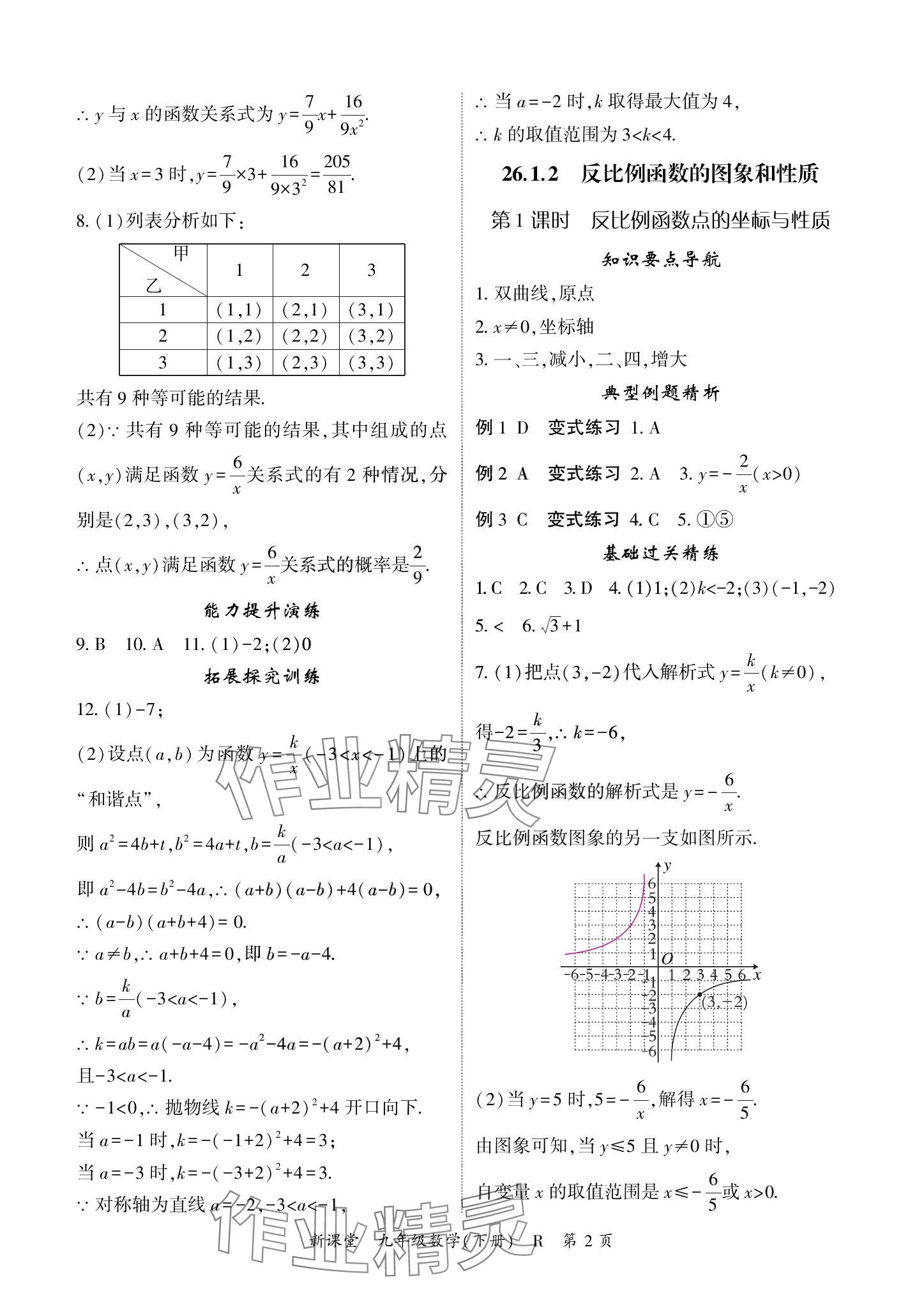 2024年啟航新課堂九年級數(shù)學下冊人教版 參考答案第2頁