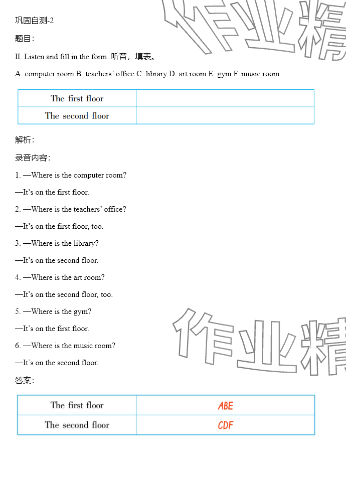 2024年同步实践评价课程基础训练四年级英语下册人教版 参考答案第11页