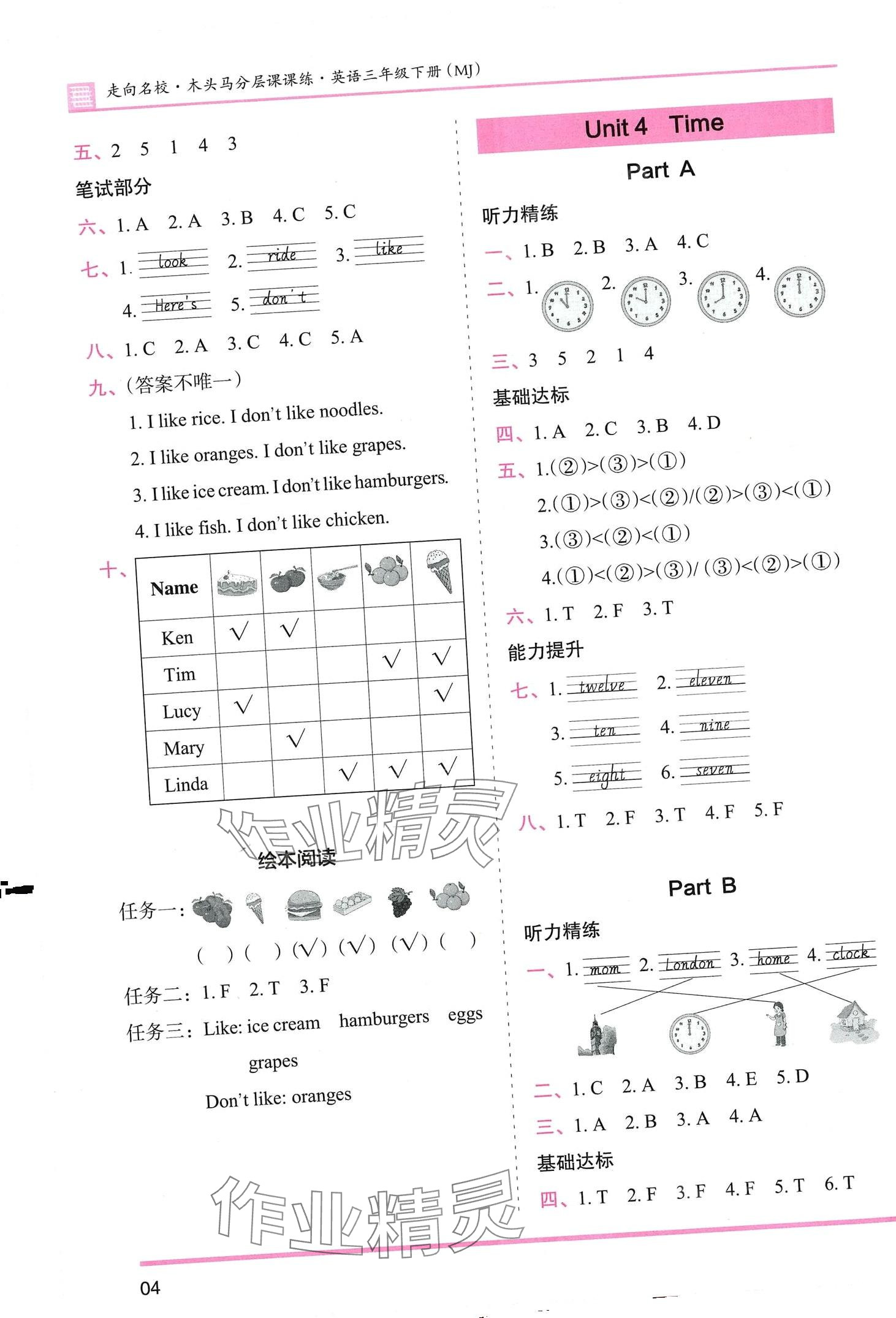 2024年木頭馬分層課課練三年級(jí)英語(yǔ)下冊(cè)閩教版 第4頁(yè)