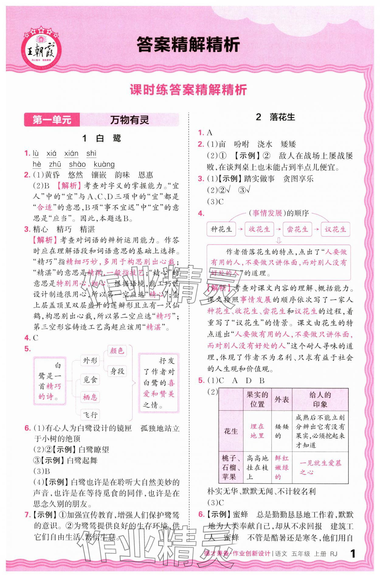 2024年王朝霞德才兼?zhèn)渥鳂I(yè)創(chuàng)新設(shè)計五年級語文上冊人教版 第1頁