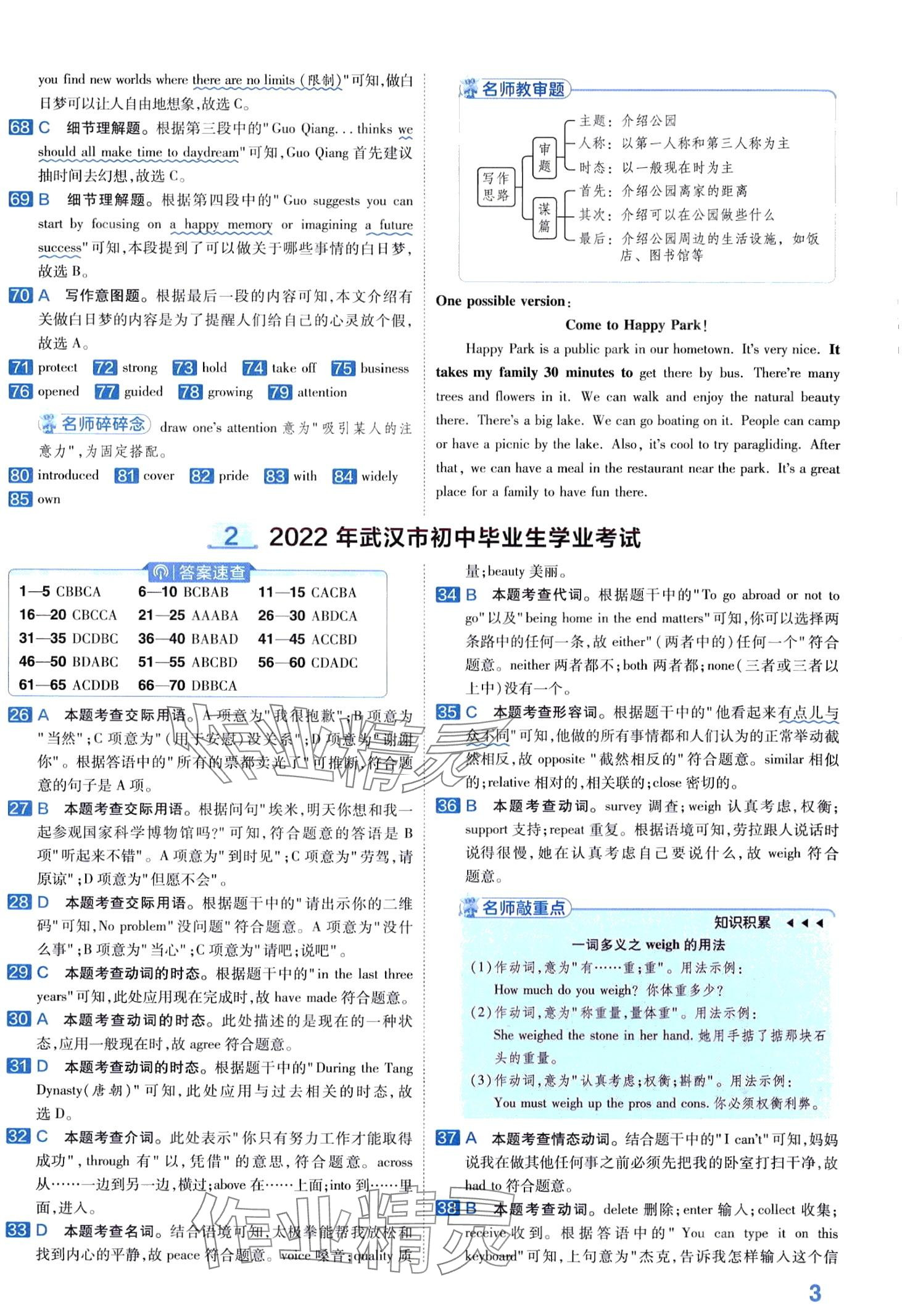 2024年金考卷45套汇编英语武汉专版 第3页