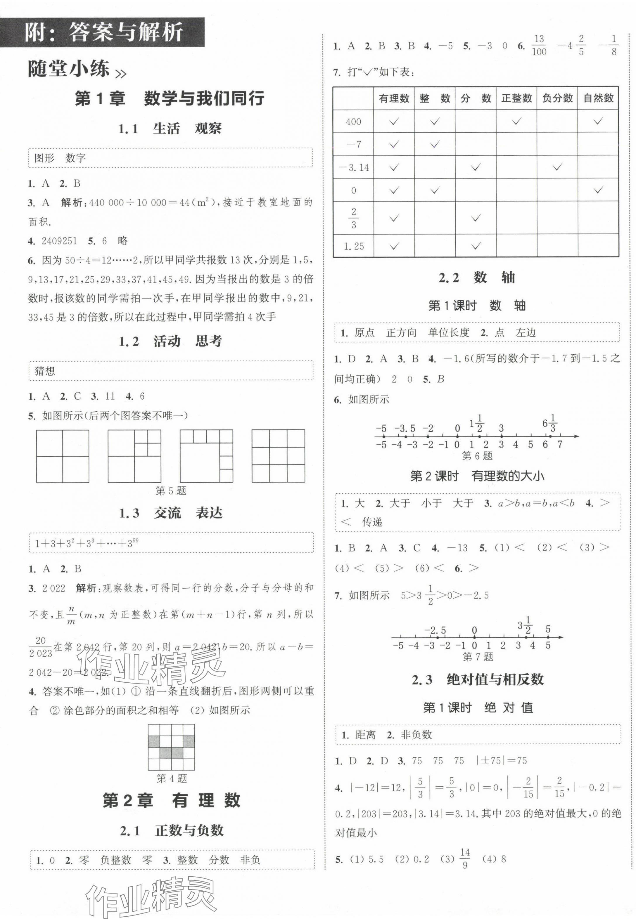 2024年通城學(xué)典課時作業(yè)本七年級數(shù)學(xué)上冊蘇科版江蘇專版 第1頁