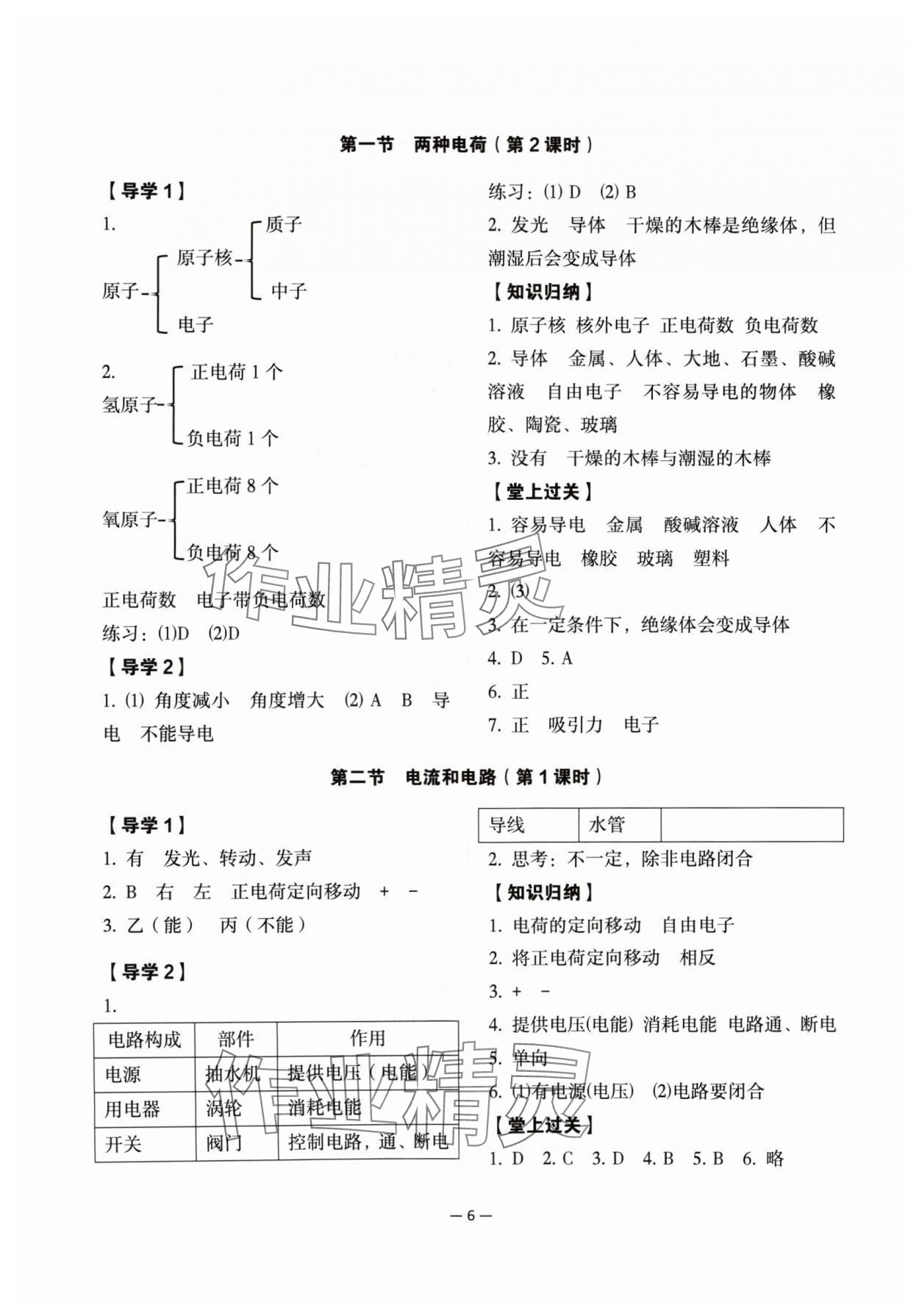 2024年經(jīng)典導(dǎo)學(xué)九年級(jí)物理全一冊(cè)人教版 參考答案第6頁(yè)